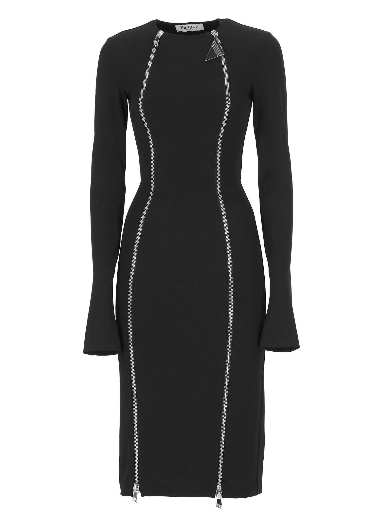 Attico Midi Dress With Double Zipper Detail In Black