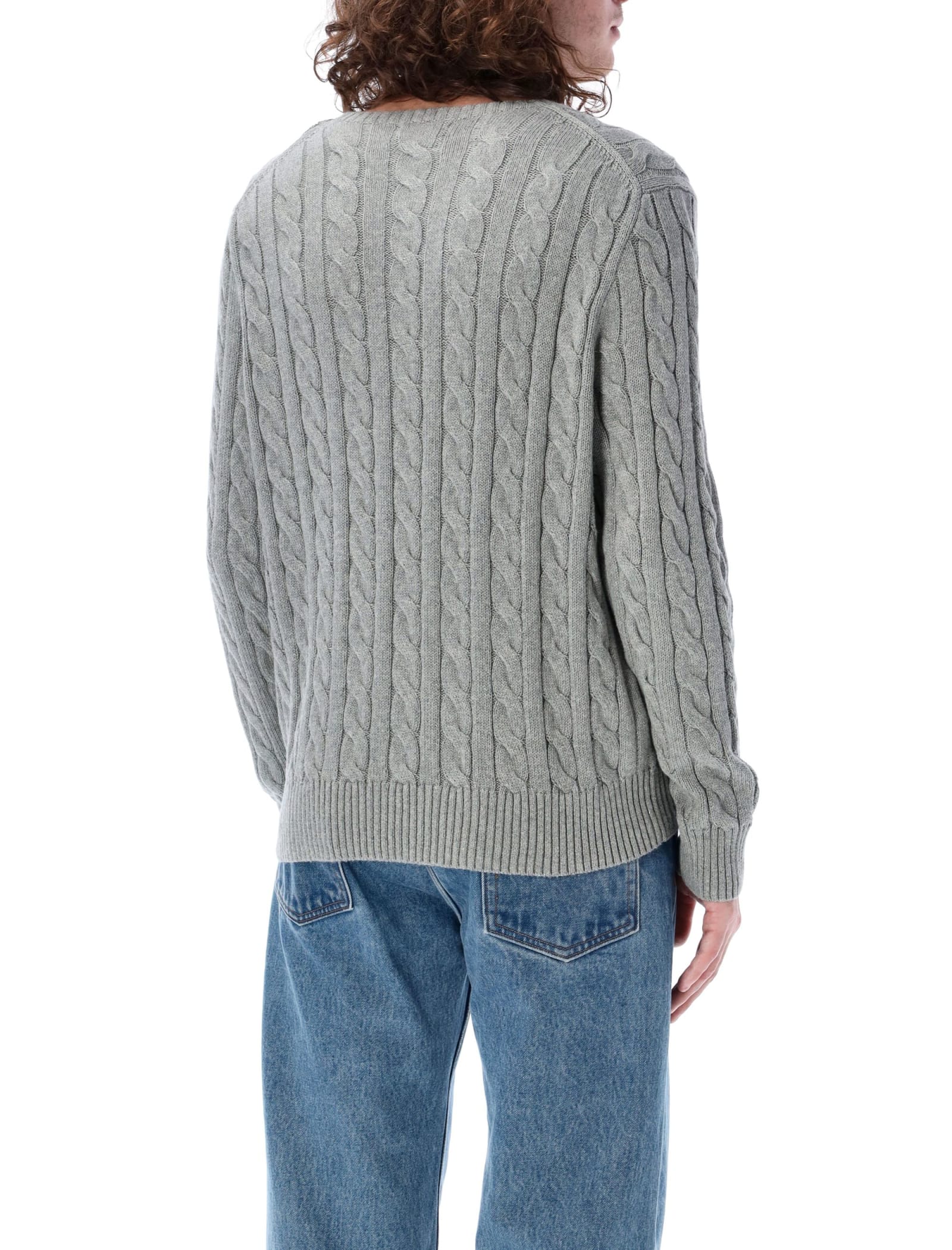Shop Polo Ralph Lauren Cable Knit Sweater In Grey