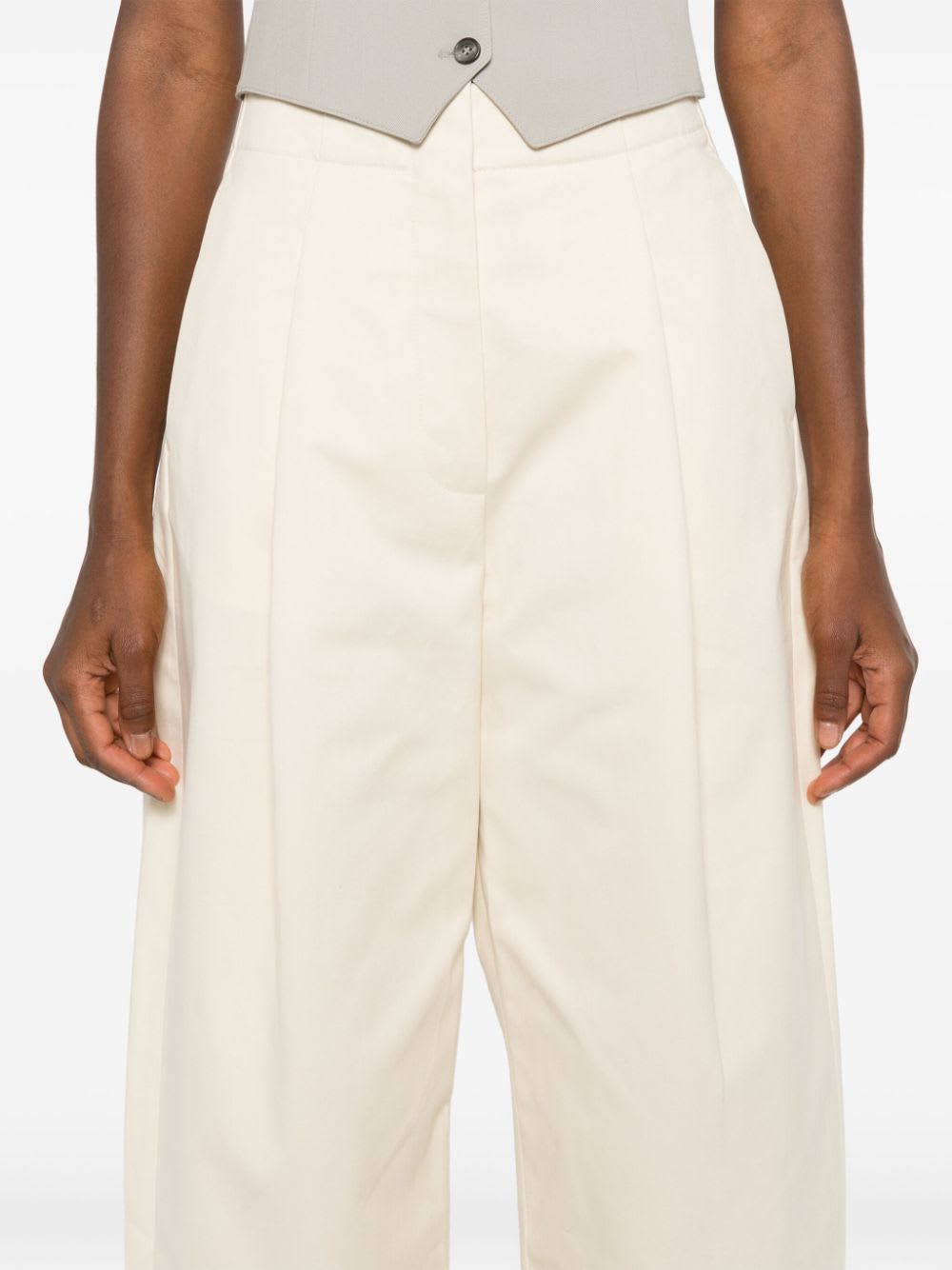 Studio Nicholson Cream Cotton Twill Dordoni Trousers In White