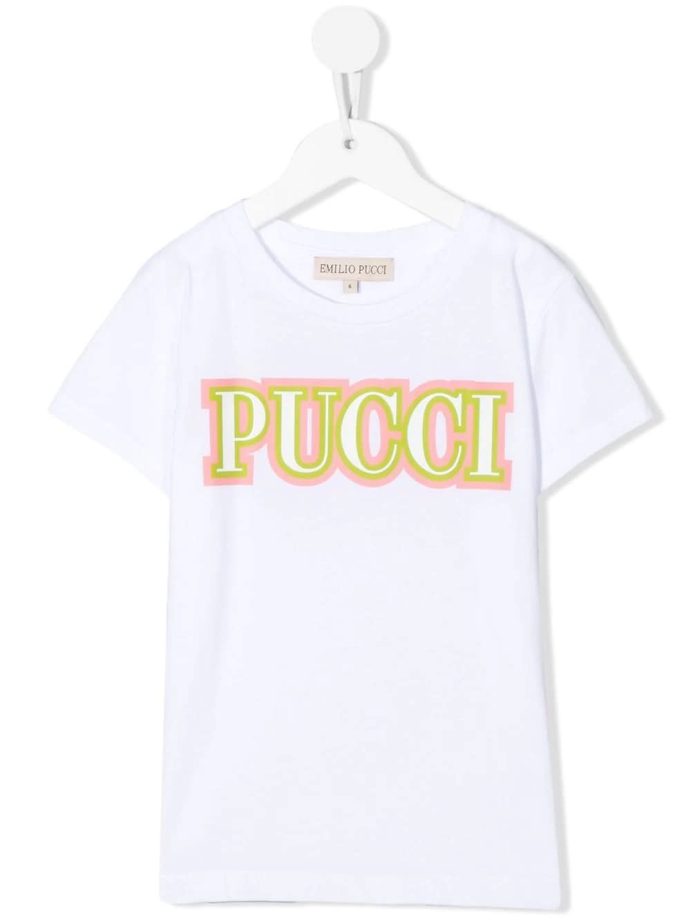 Emilio Pucci Kids White T-shirt With Old School pucci Print