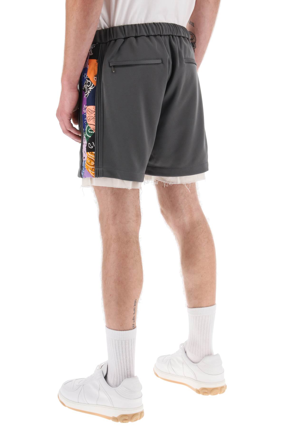 Shop Children Of The Discordance Jersey Shorts With Bandana Bands In Gray (grey)