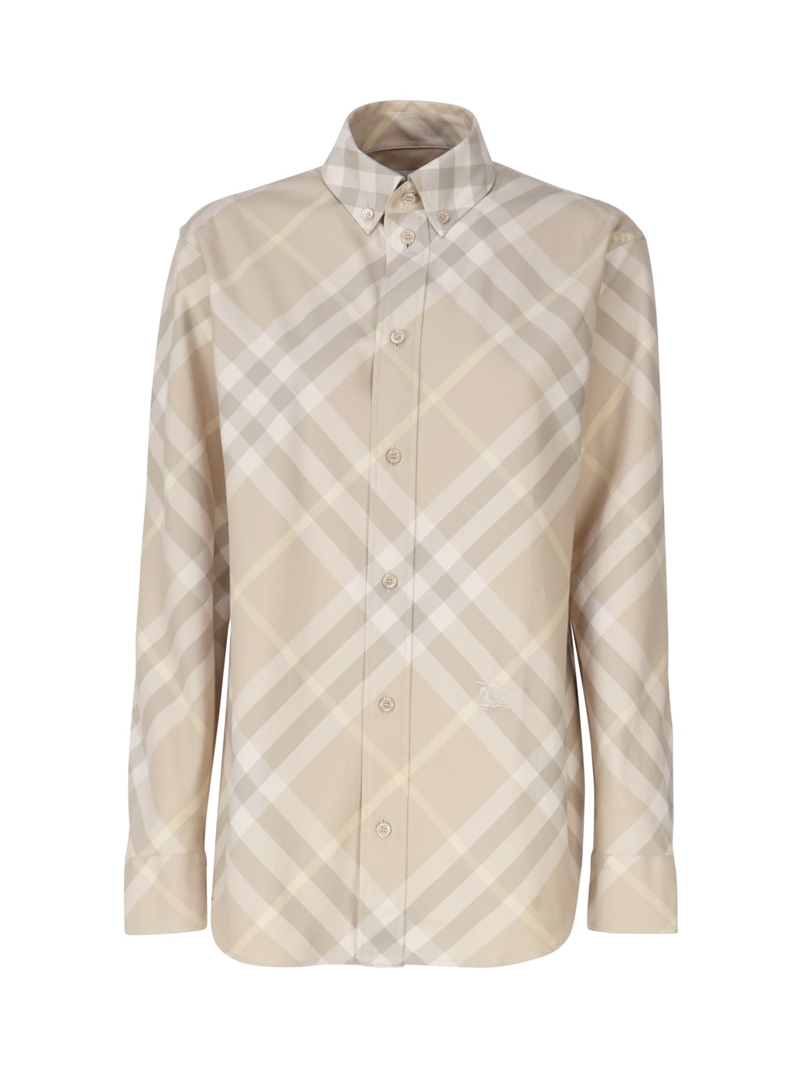 Shop Burberry Cotton Check Shirt In Flax