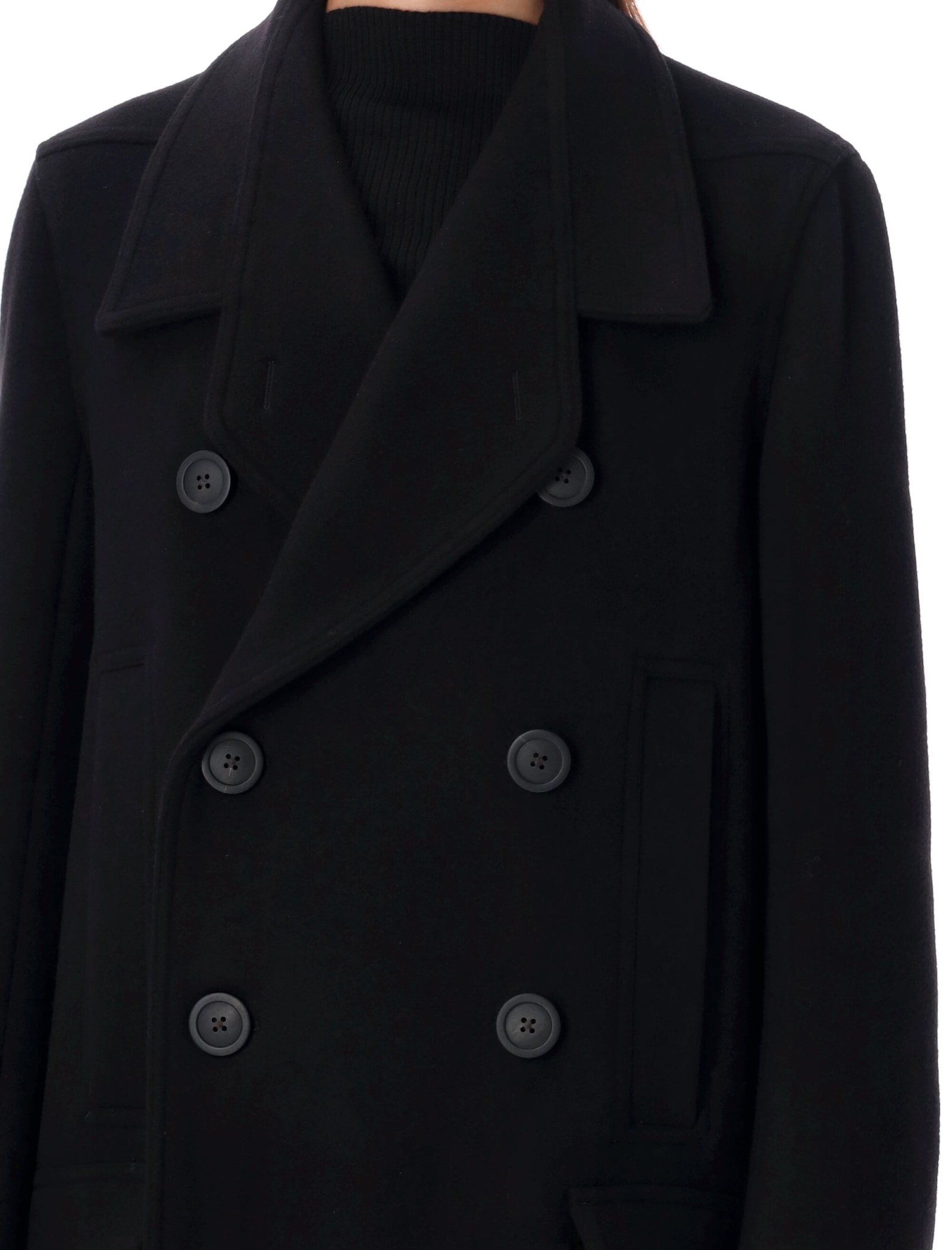 Shop Rick Owens Officer Coat In Black