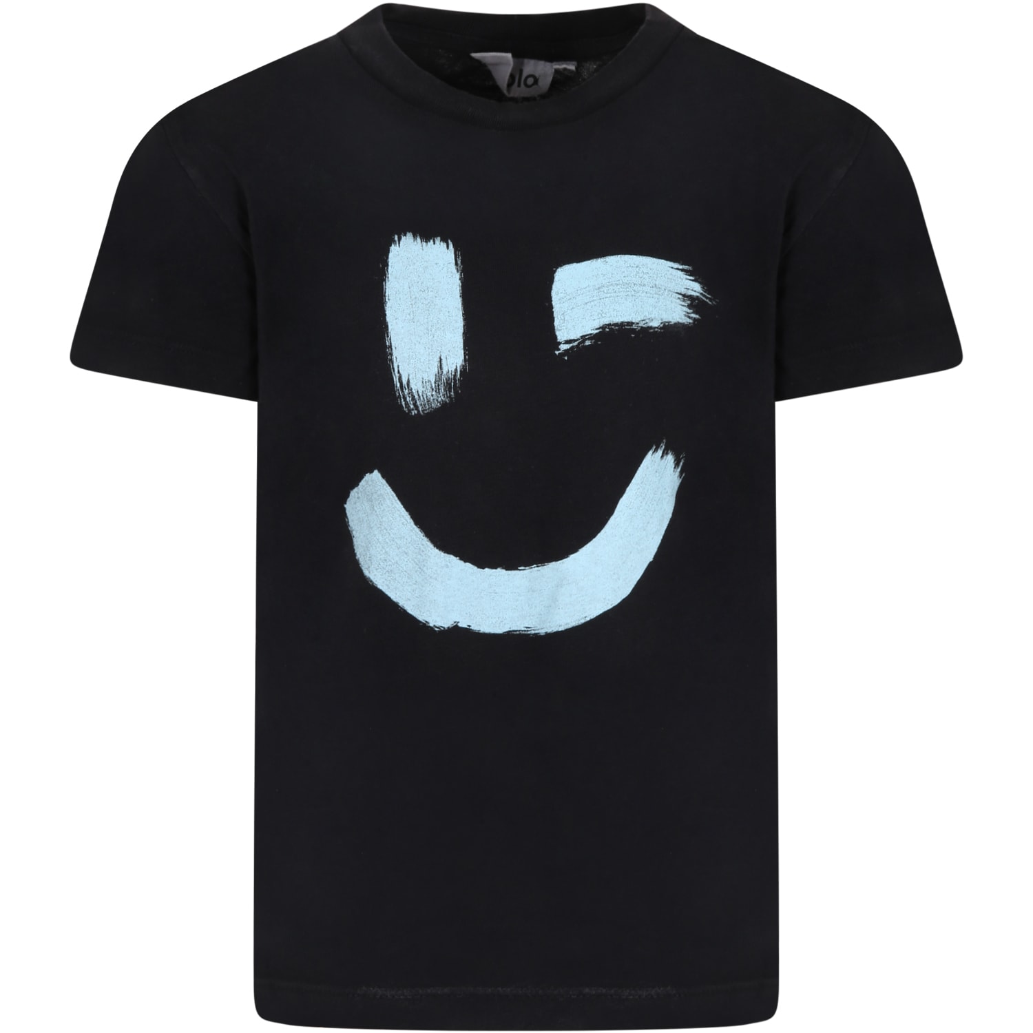 Molo Black rame T-shirt For Kids With Smile
