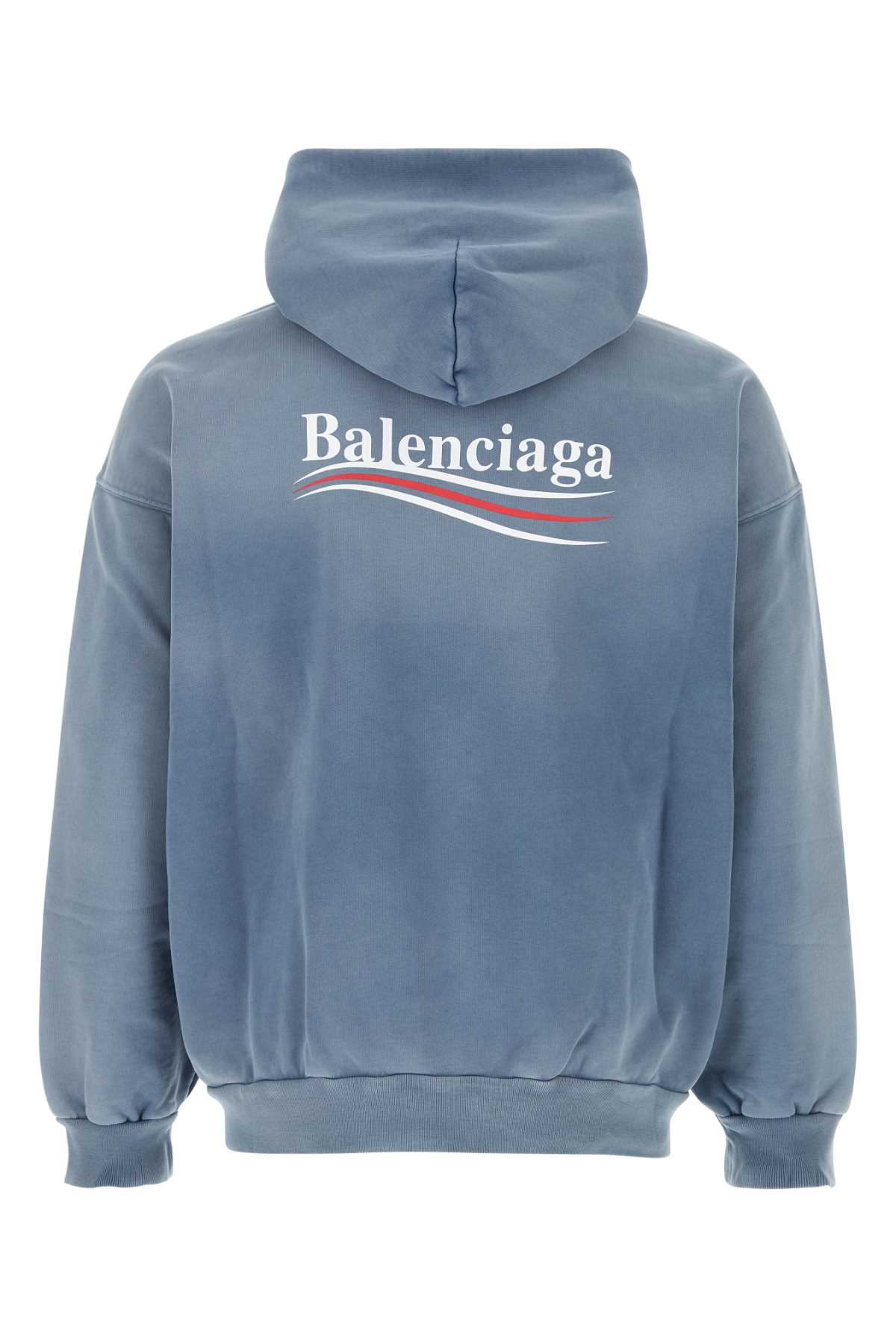 Balenciaga Powder Blue Cotton Sweatshirt In Fadedbluewhitered