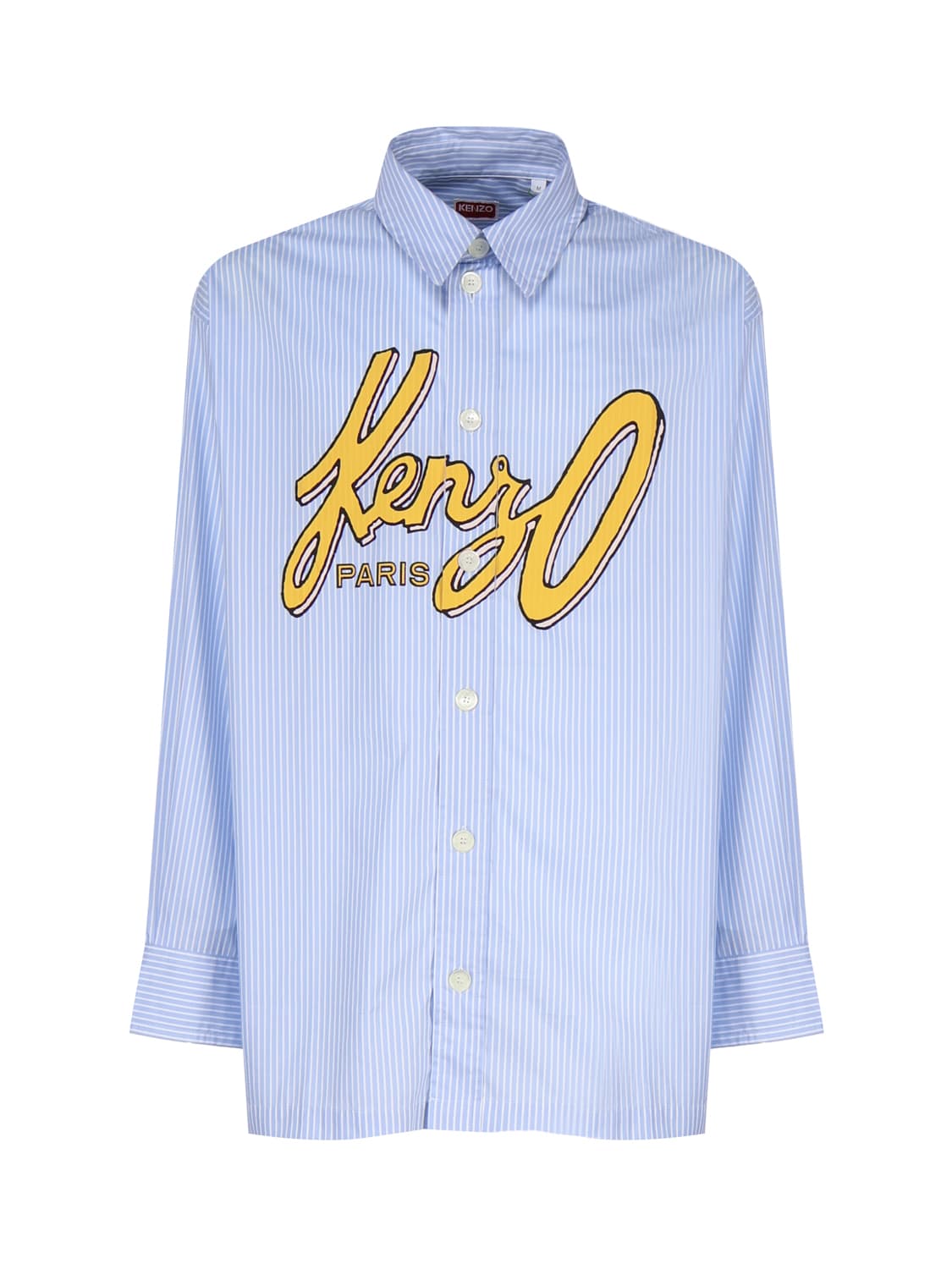 Kenzo Cotton Shirt With Stylized Logo In Blue