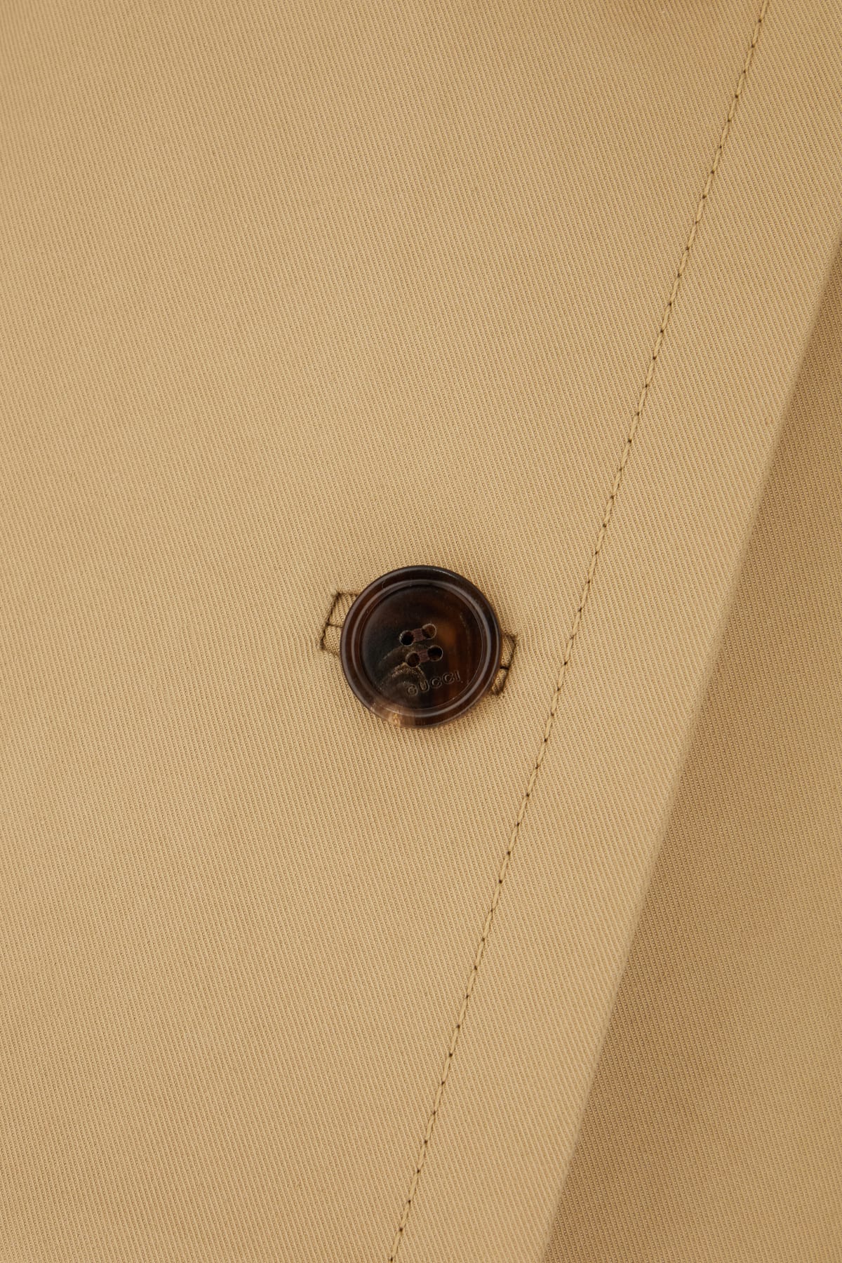 Gucci Cotton Trench With Adjustable Side Tabs In Beige