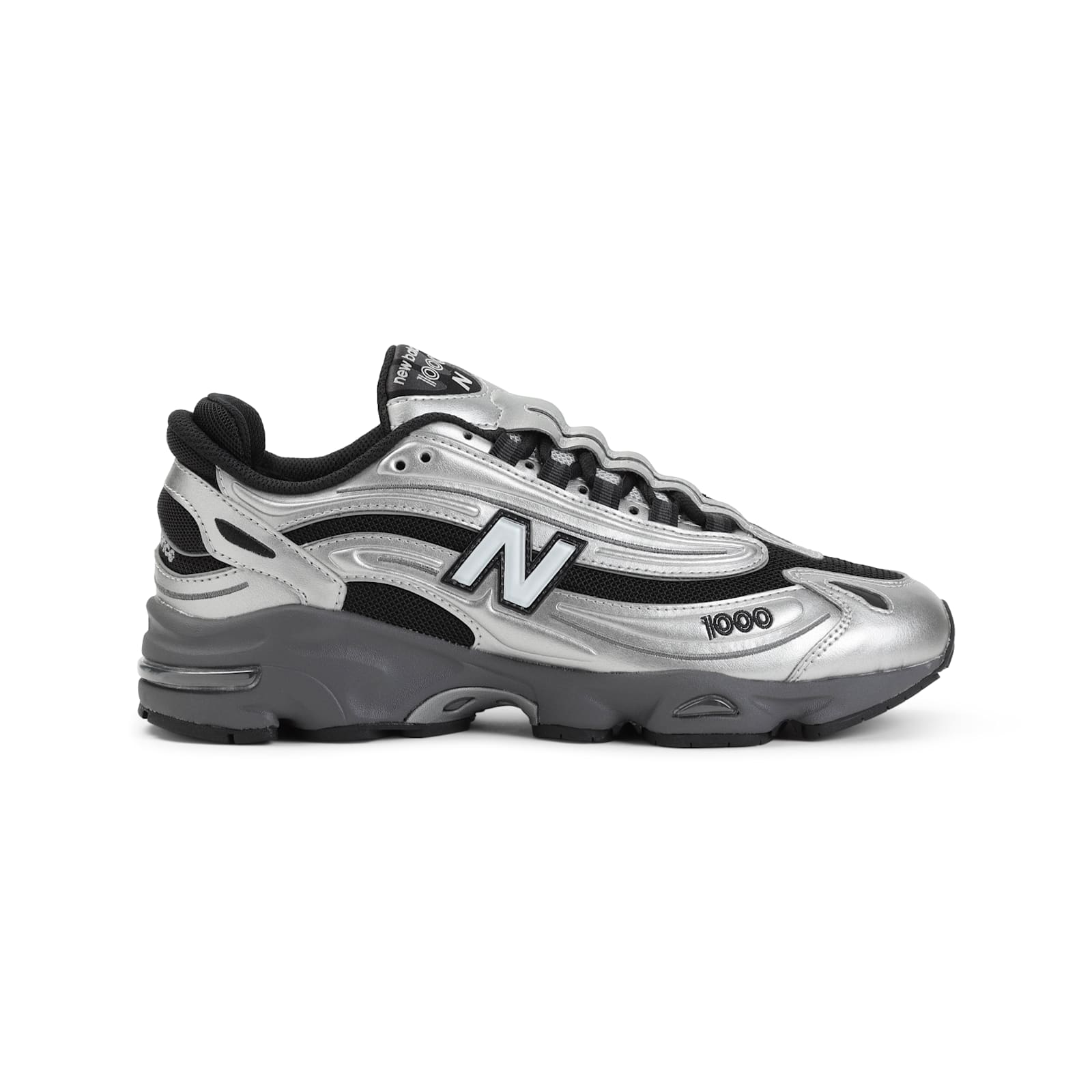 New Balance Mens Silver Metallic Green 1000 Metallic Mixed-material Trainers In Silver Metallic