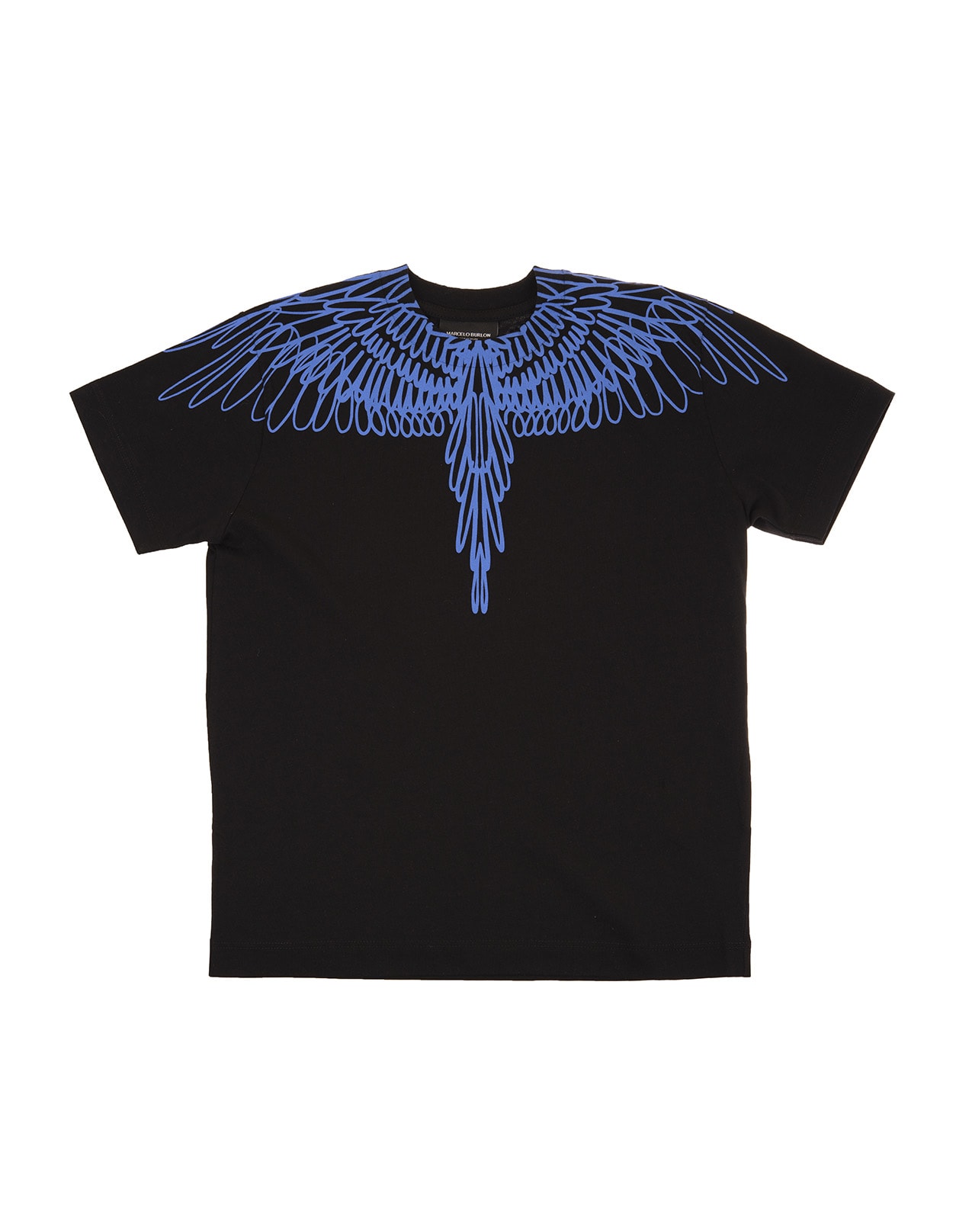 Marcelo Burlon Black/blue Cotton Wings-print Cotton T-shirt