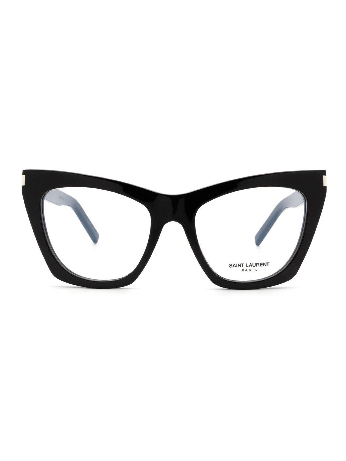 Saint Laurent Kate Cat-eye Glasses In Black-black-transparent