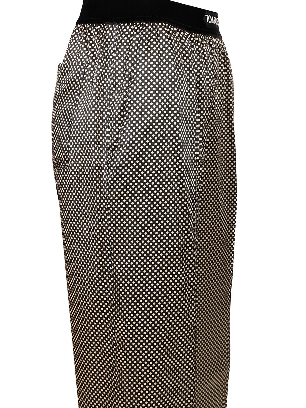 Tom Ford Printed Polka Dot Stretch Satin Pj Pants Trousers Multicolor In Gray