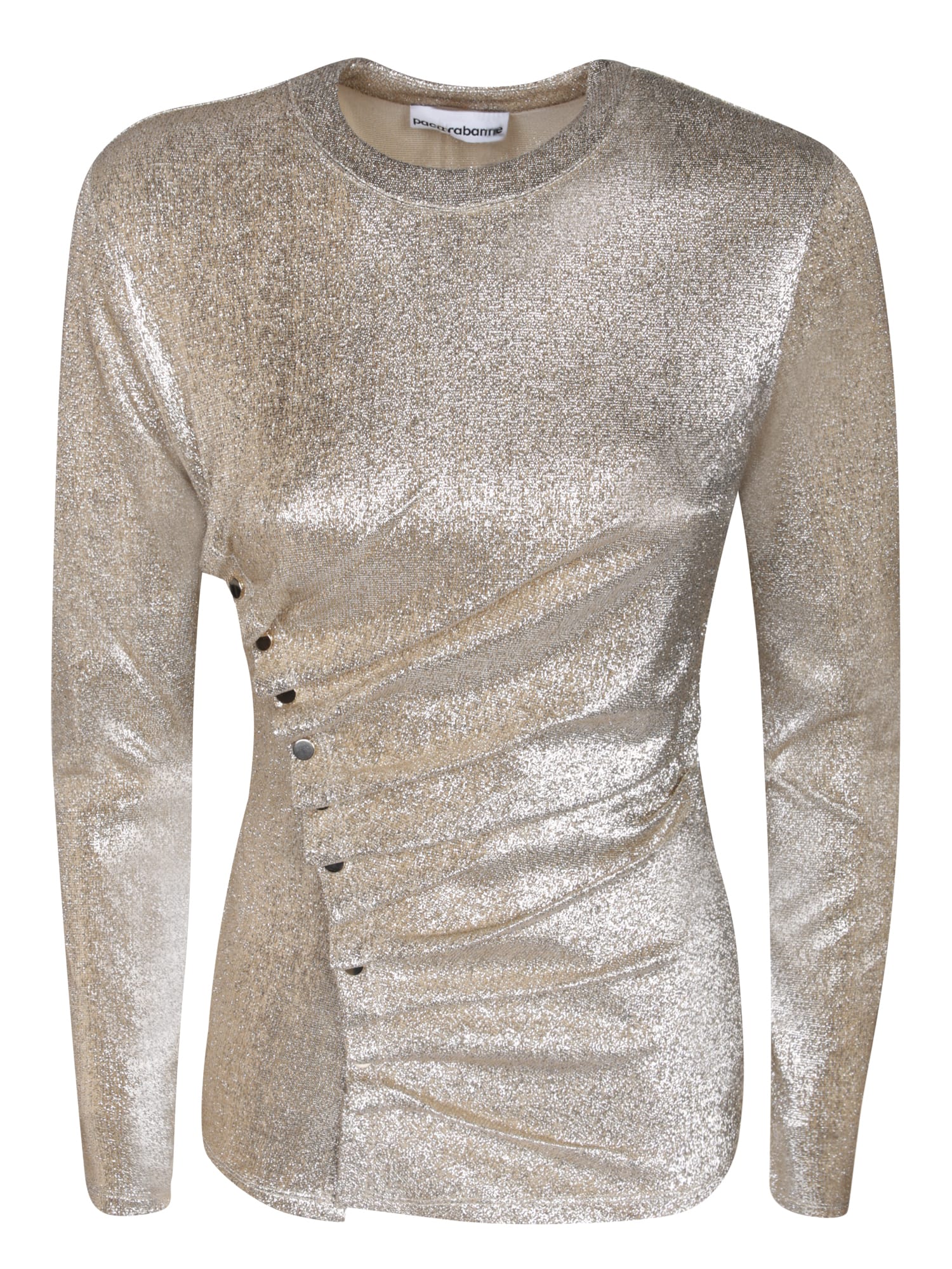 Long-sleeved Top In Gold Lurex