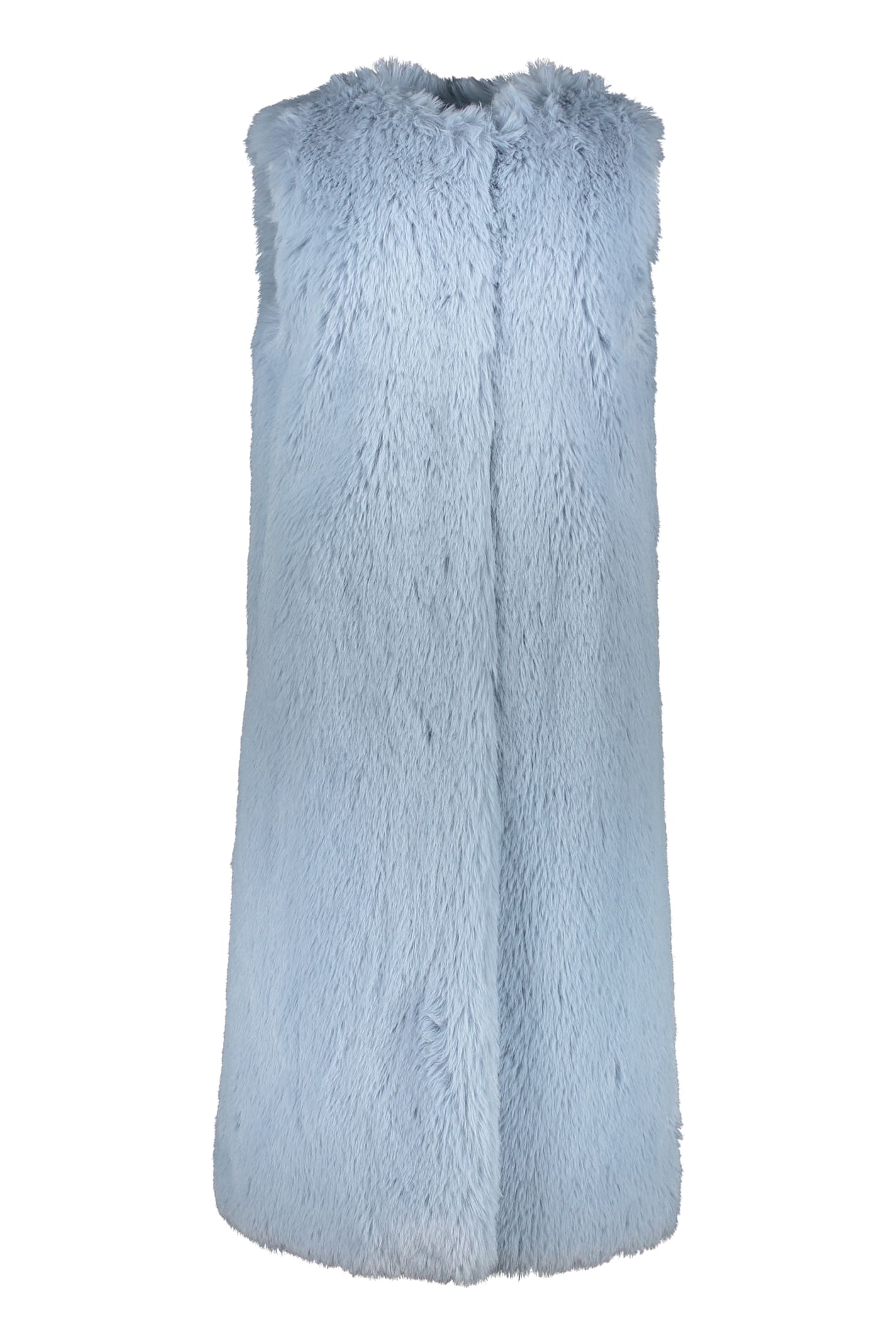 Herno Womens Eco Fur Gilet In Blue