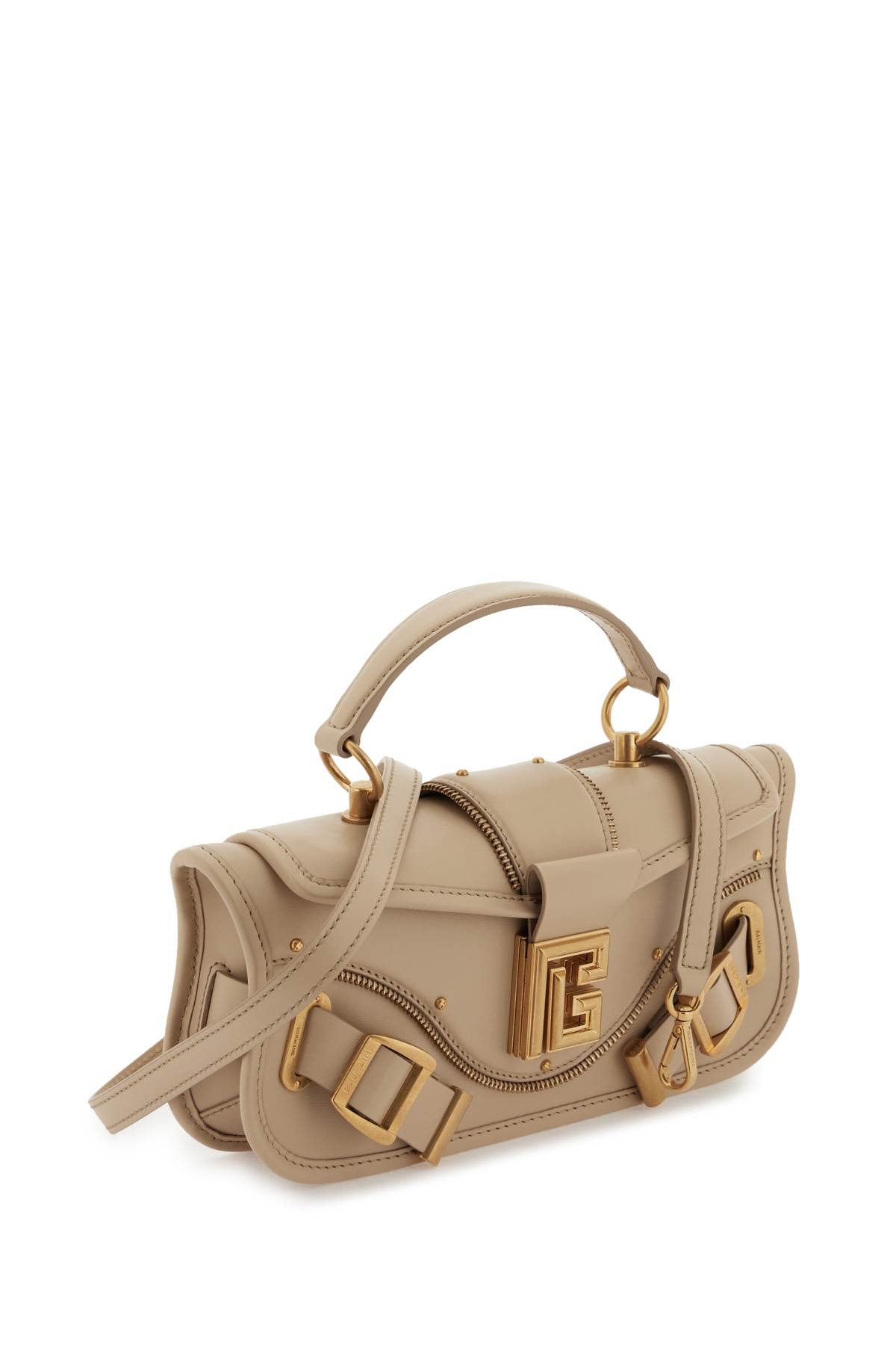 Balmain Baguette Bag With Monogram Buckle In Sable (beige)