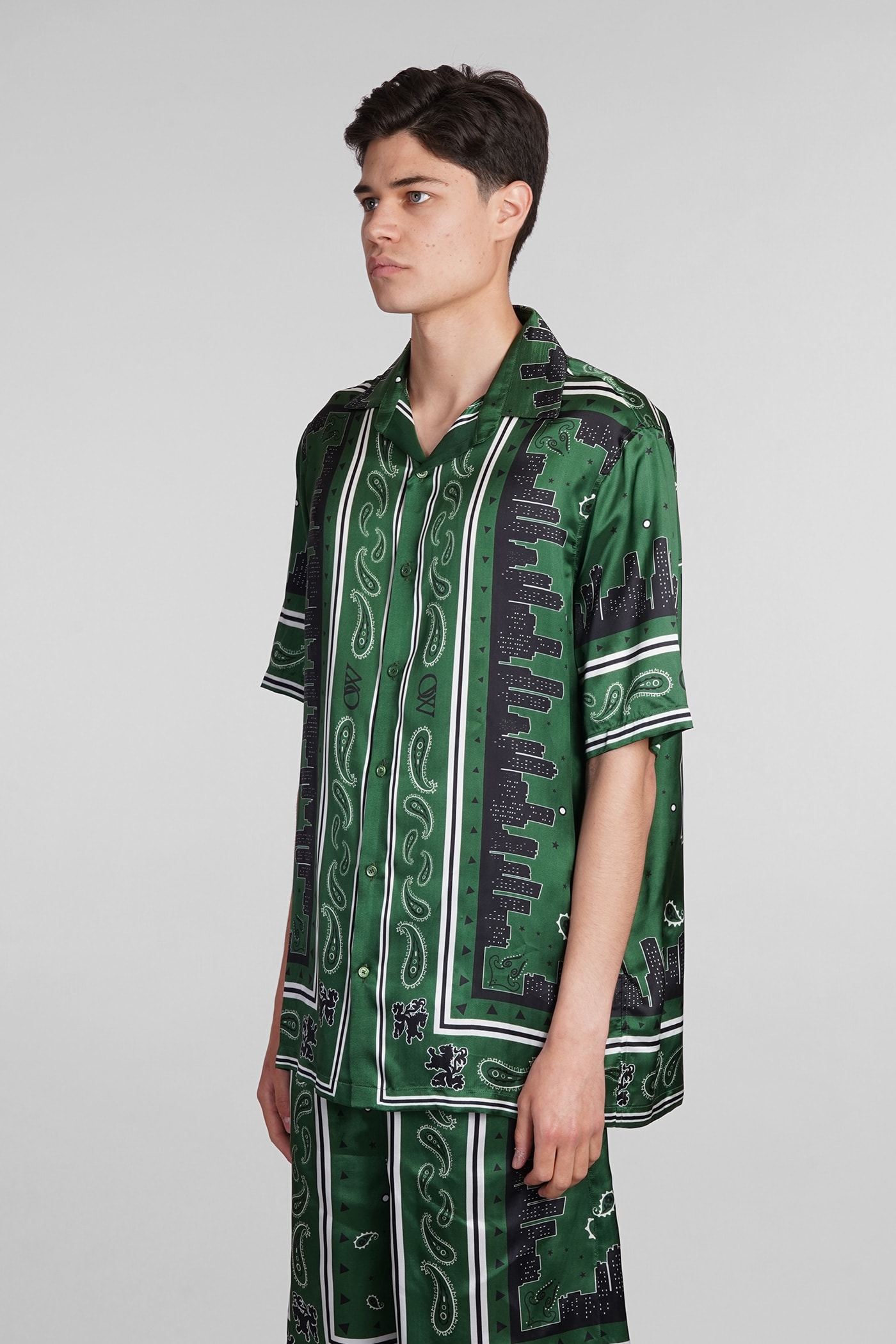 Shop Off-white Shirt In Green Viscose