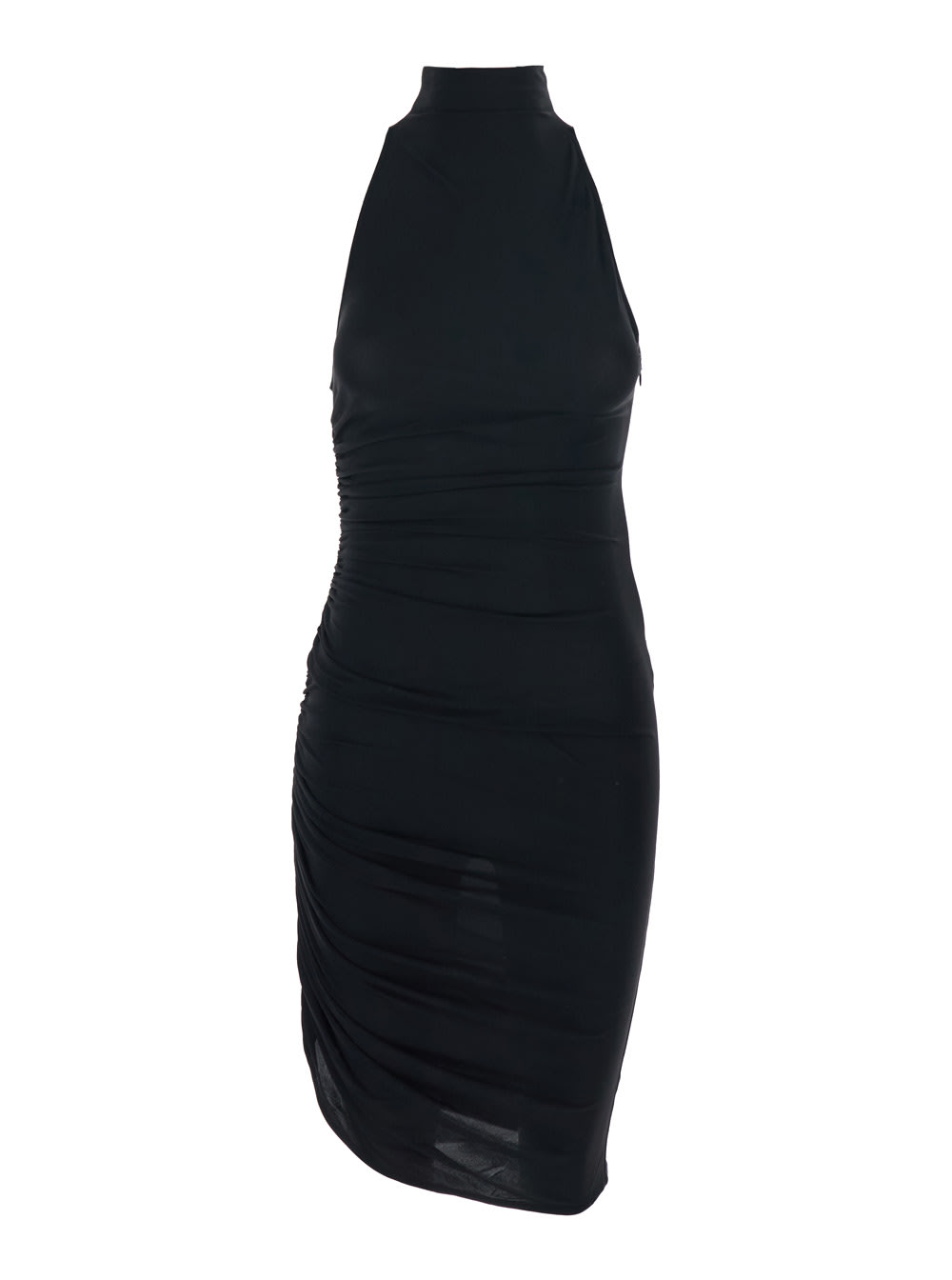 Jacquemus La Robe Piazza Courte Black Dress With High Neck And Ruffle Details In Black Fabric In Black