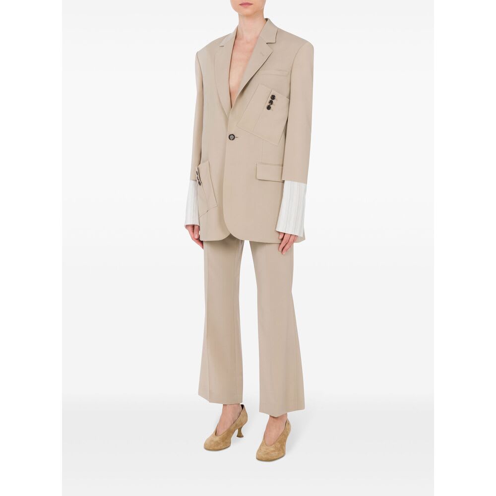 Moschino Wool Canvas Jacket With Cuff Details In Animal Print