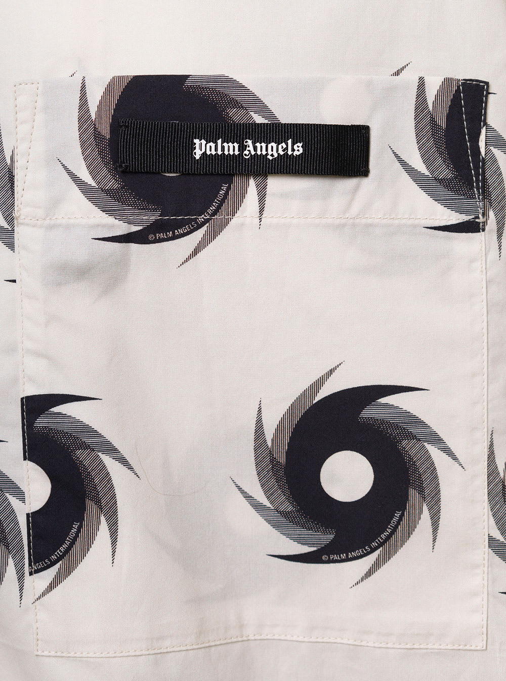 Shop Palm Angels White Bowling Shirt With All-over Shuriken Print In Cotton Woman