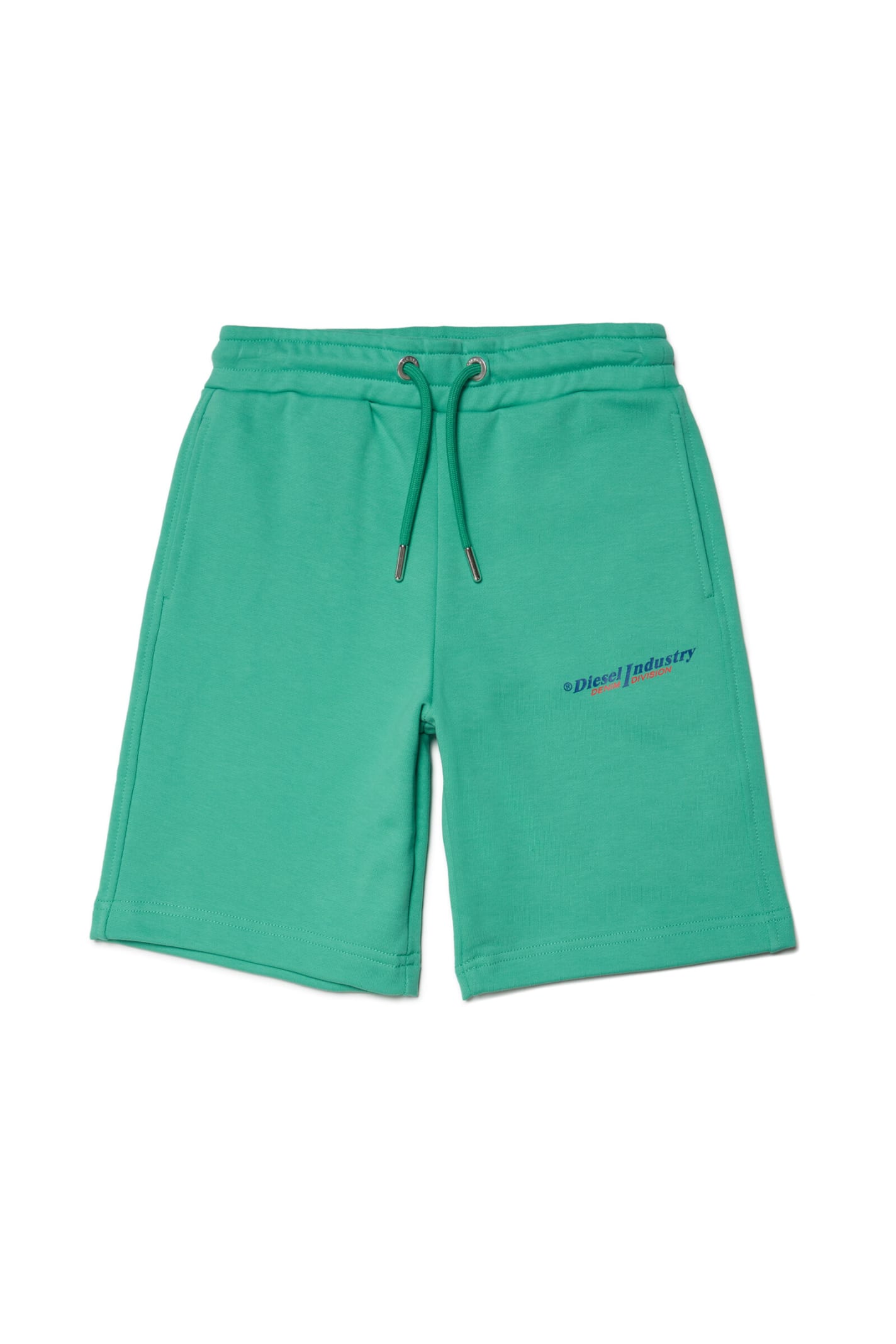DIESEL PDADOIND SHORTS DIESEL GREEN COTTON SHORTS WITH LOGO AND DRAWSTRING WAISTBAND