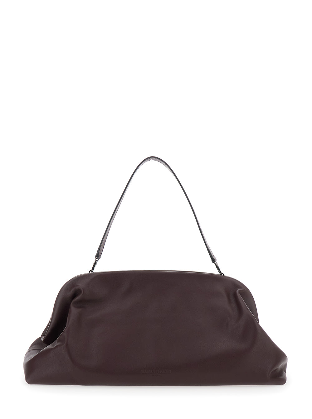 Alberta Ferretti Women Brown Handbag With Removable Handle And Clasp Closure In Leather Woman In Brown