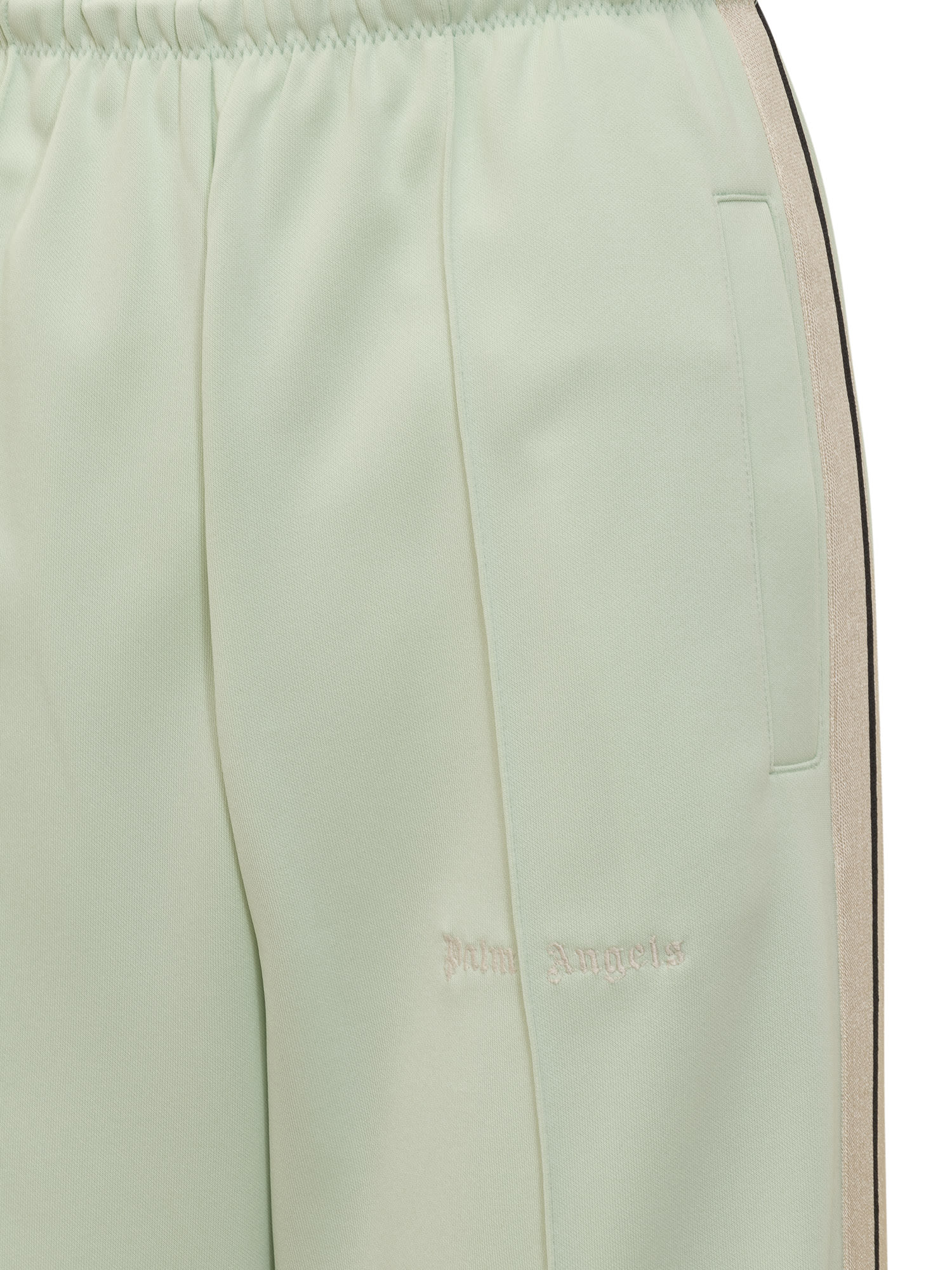 Shop Palm Angels Pants With Logo In Mint Off White