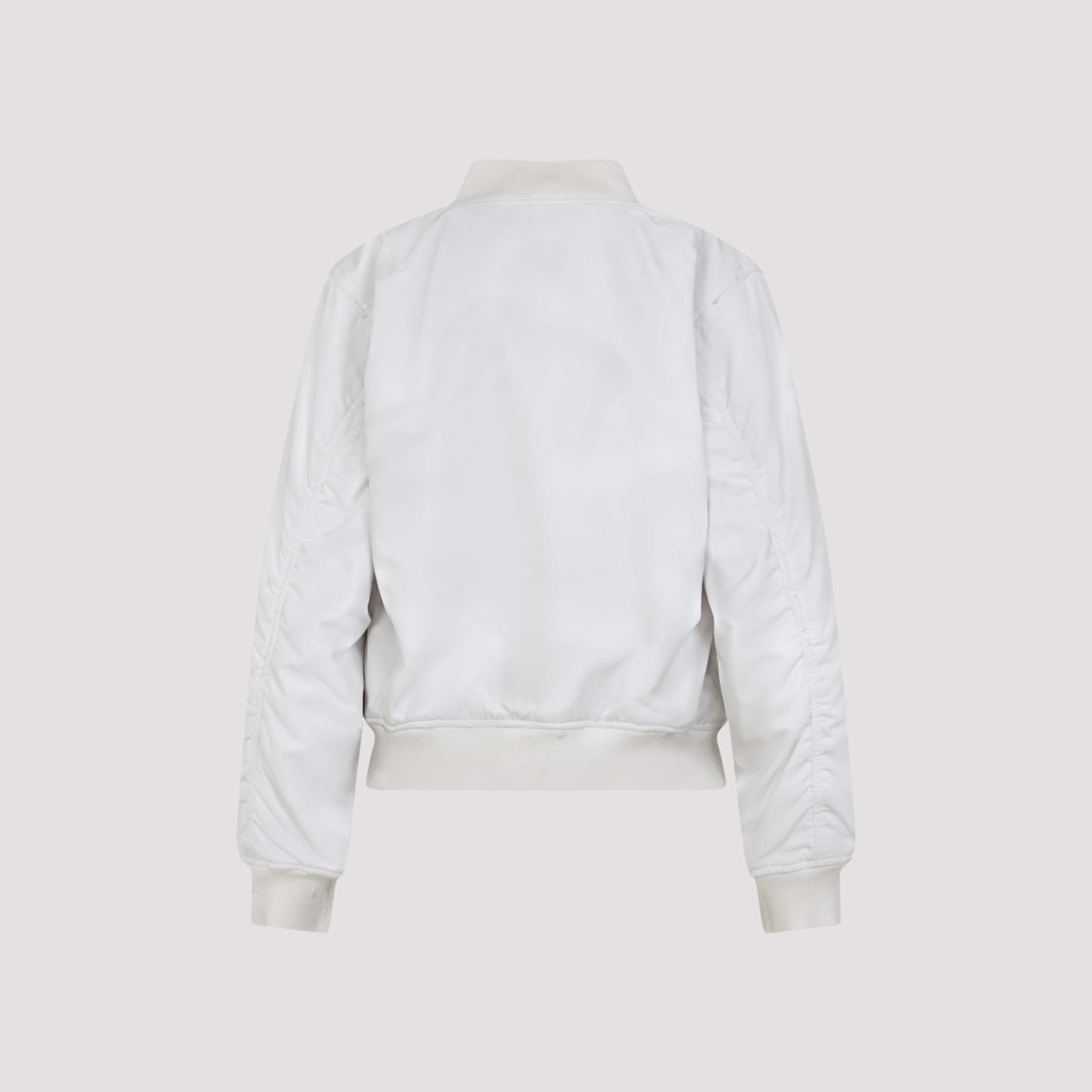 Balenciaga Shrunken Varsity Jacket Ribbed Cuffs In White