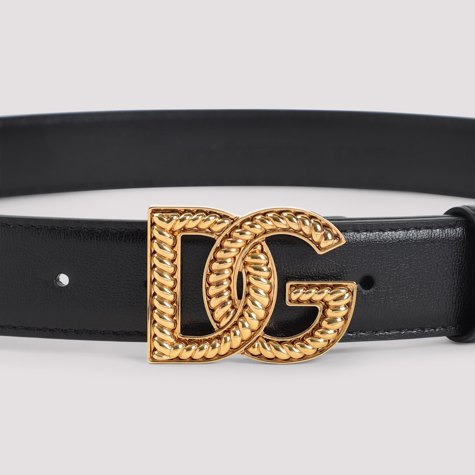 Dolce & Gabbana Adjustable Loop Stitched Belt In Black