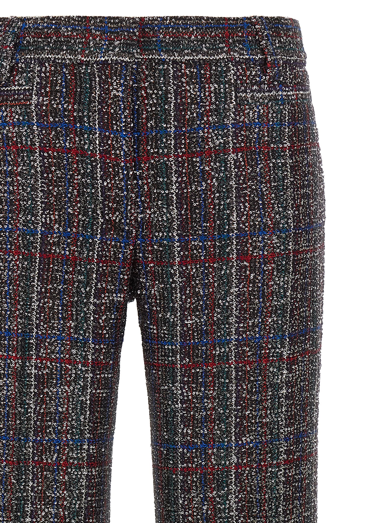 Missoni Tartan Pattern Sequin Straight Leg Trousers In Multi