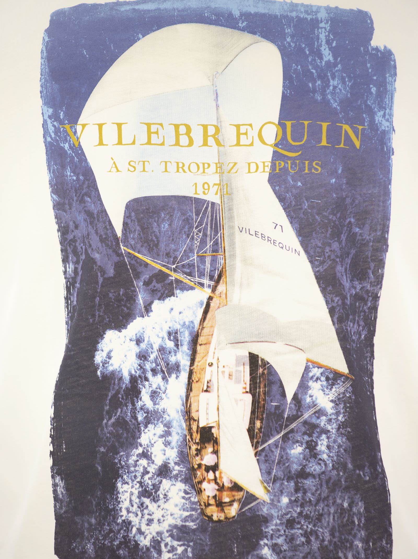 Shop Vilebrequin Cotton T-shirt With Frontal Print In White