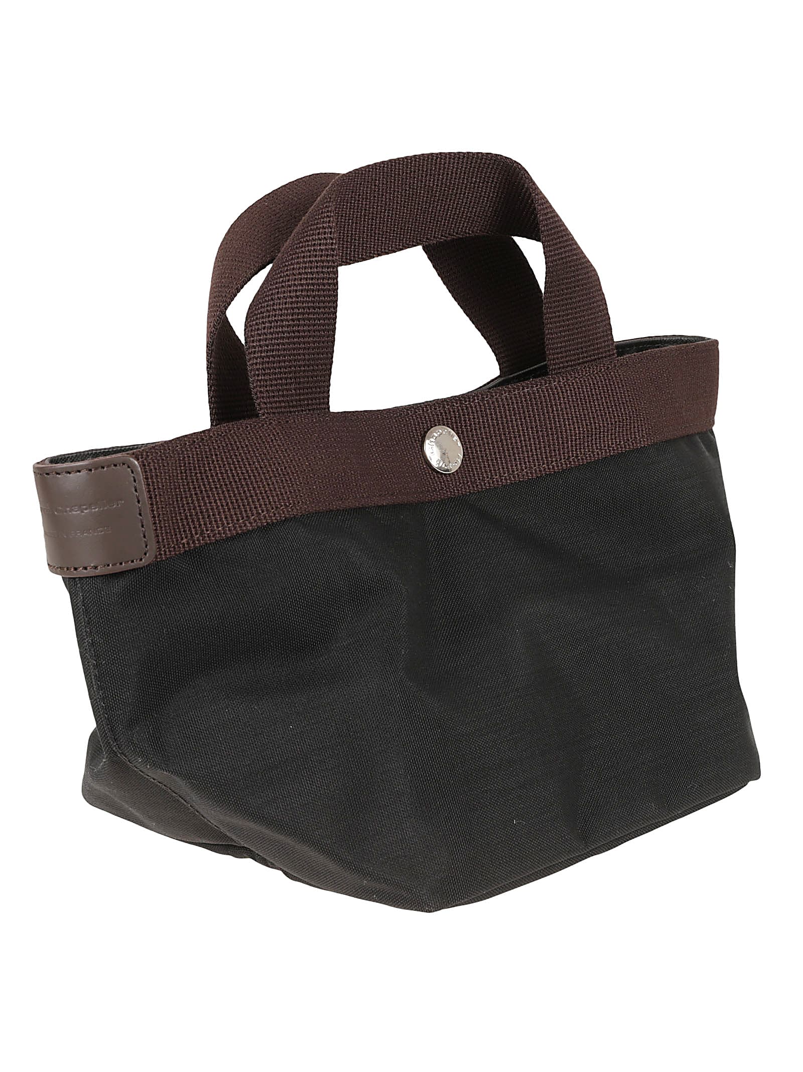 Herve Chapelier Top Handle Woven Shoulder Bag In Black