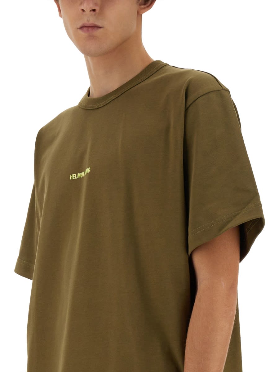 Shop Helmut Lang Logo Print T-shirt In Military Green