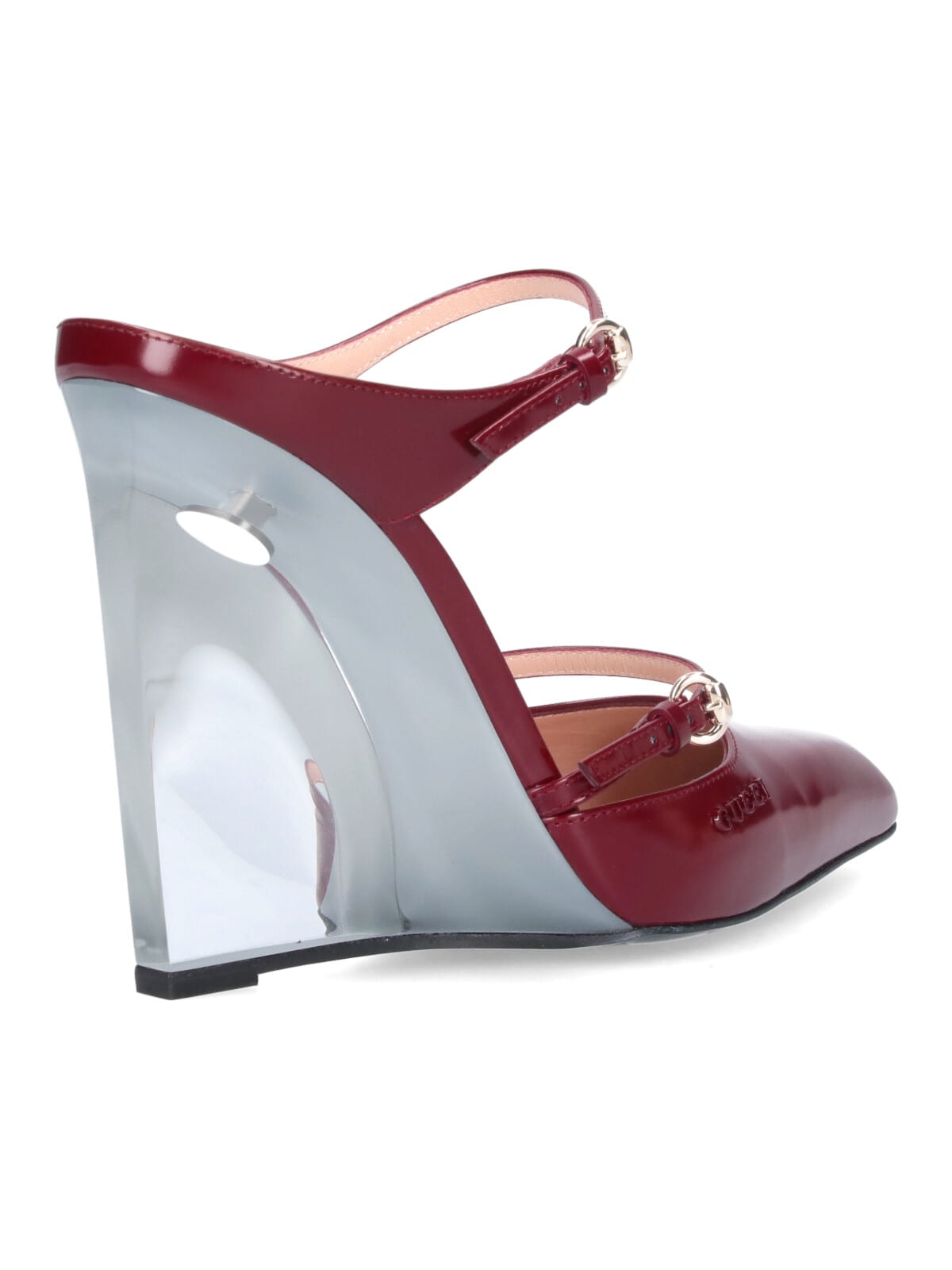 Gucci Women Wedge Leather Mule In Red