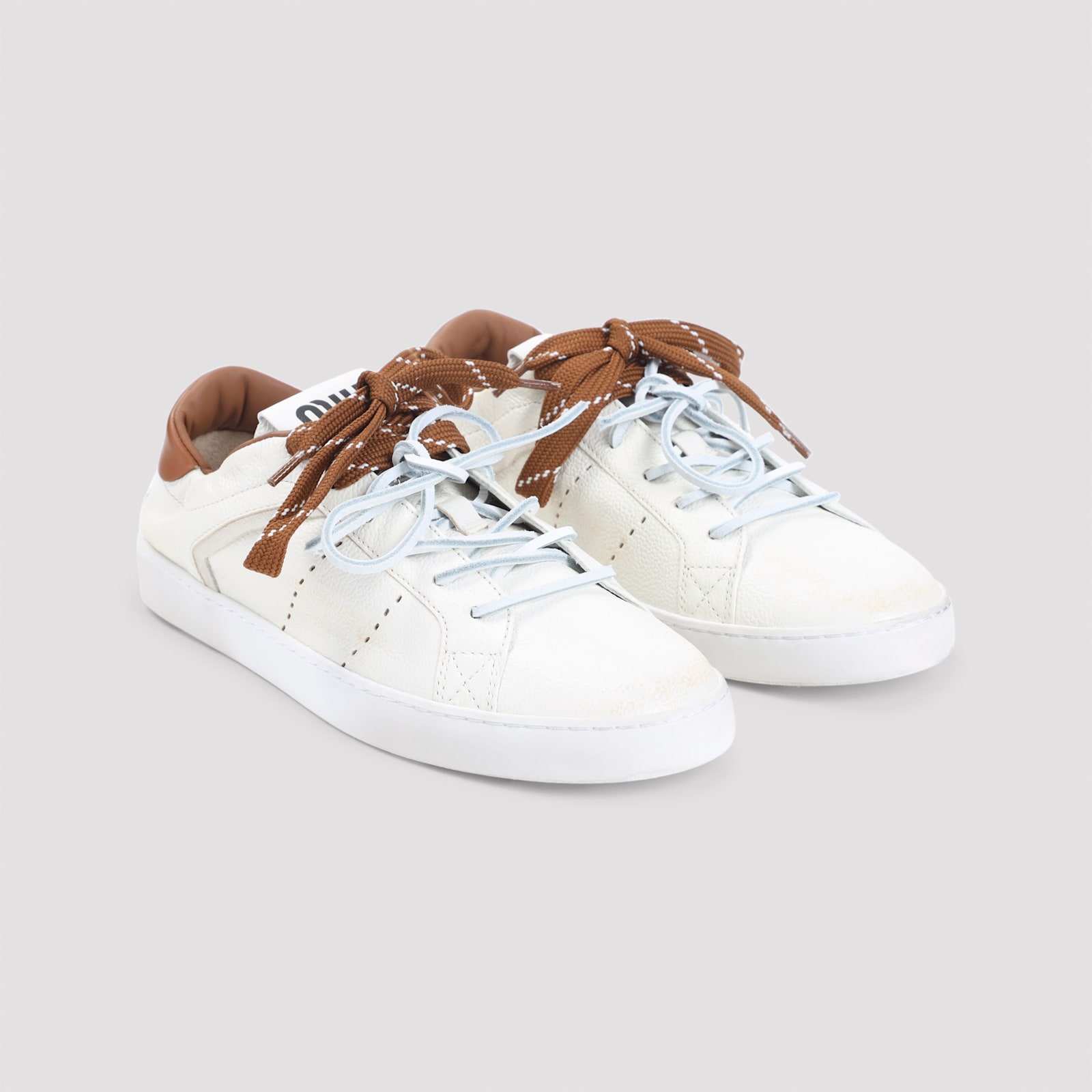 Miu Miu Calf Leather Sneakers In Multi