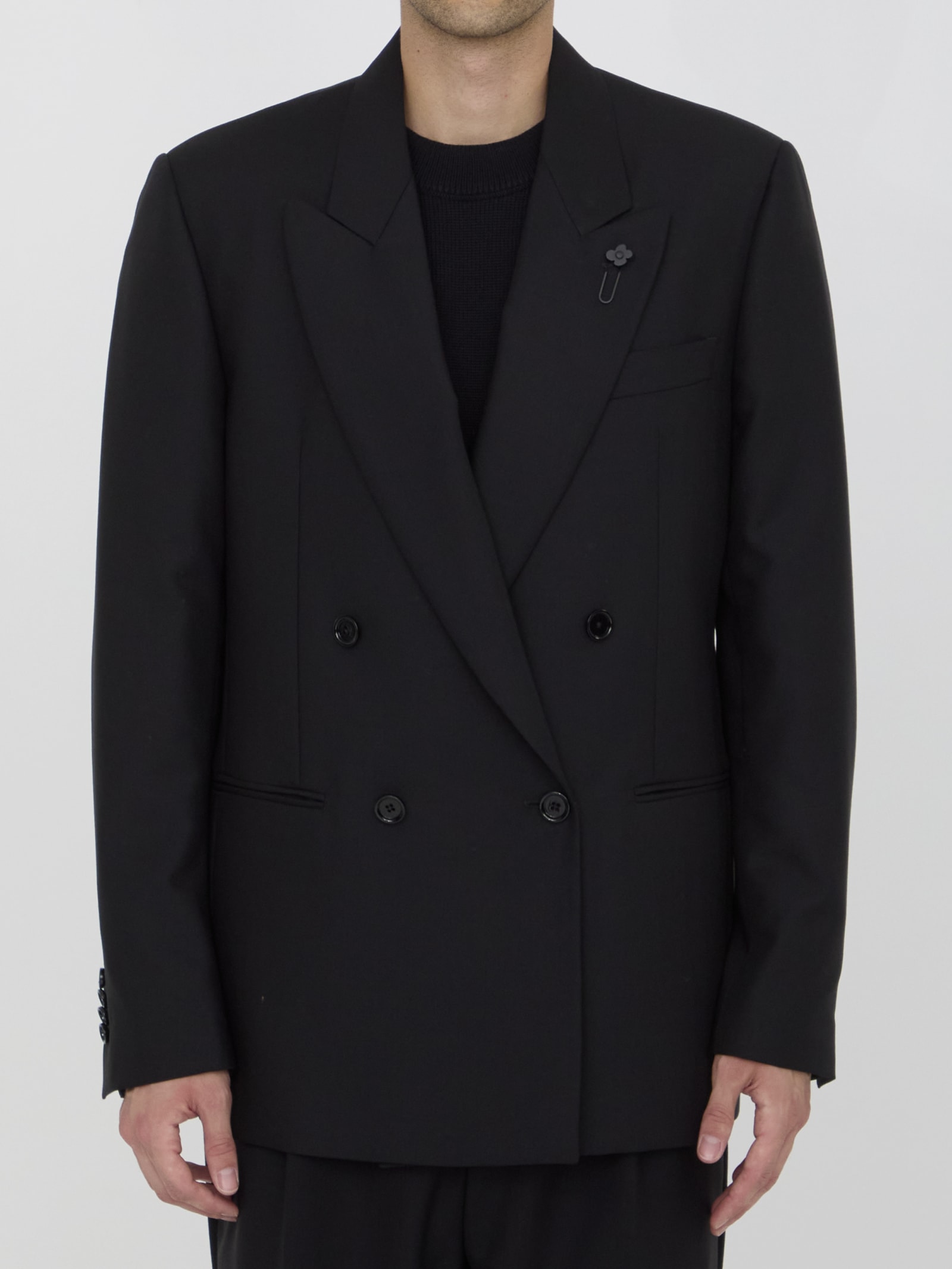 Shop Lardini Wool And Mohair Jacket In Black