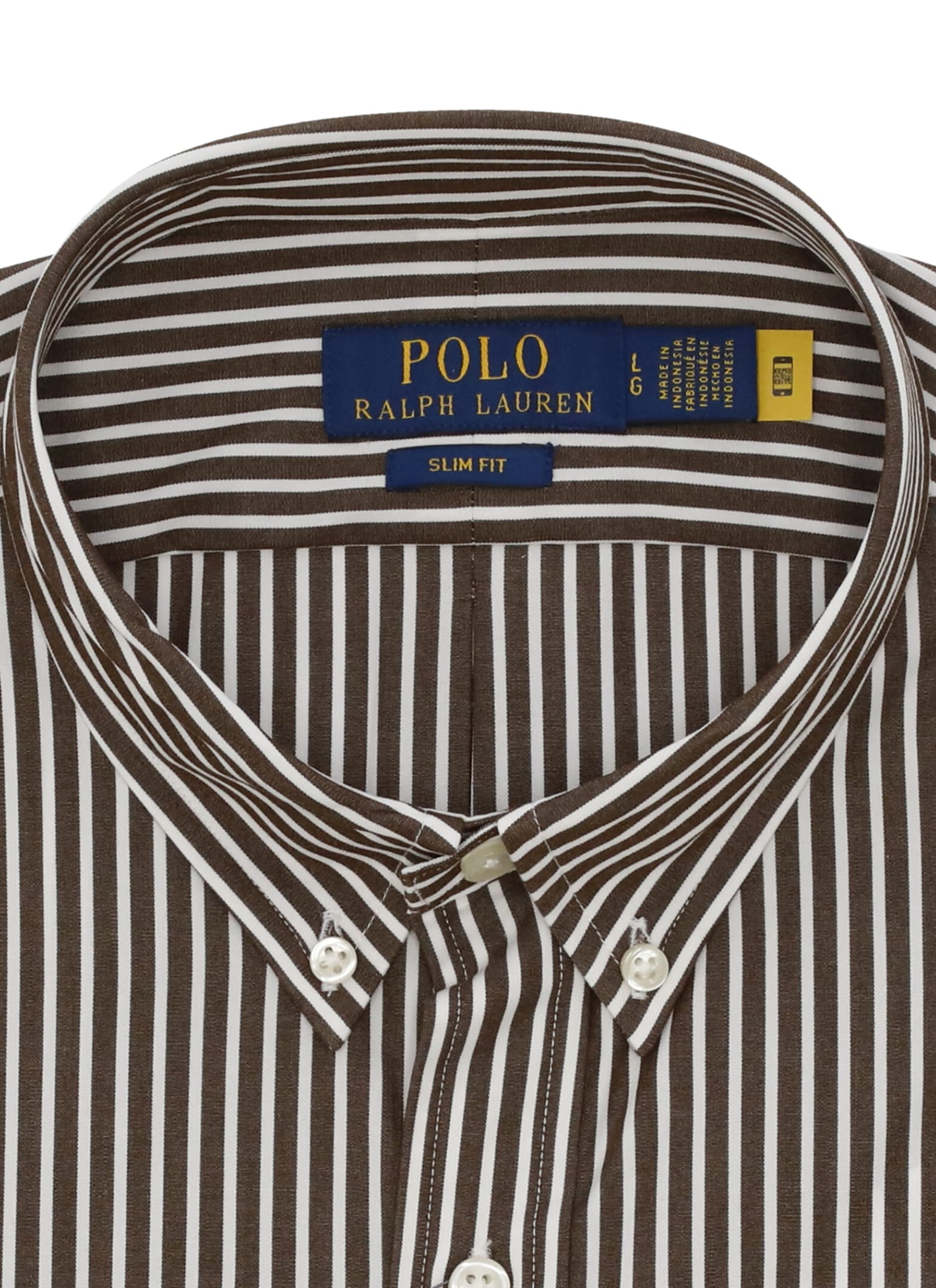 Polo Ralph Lauren Striped Pattern Button-down Collar Long Sleeves In Brown