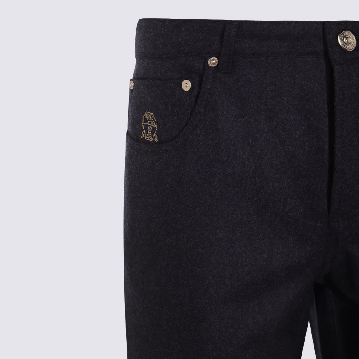 Brunello Cucinelli Navy Cotton Pants In Black