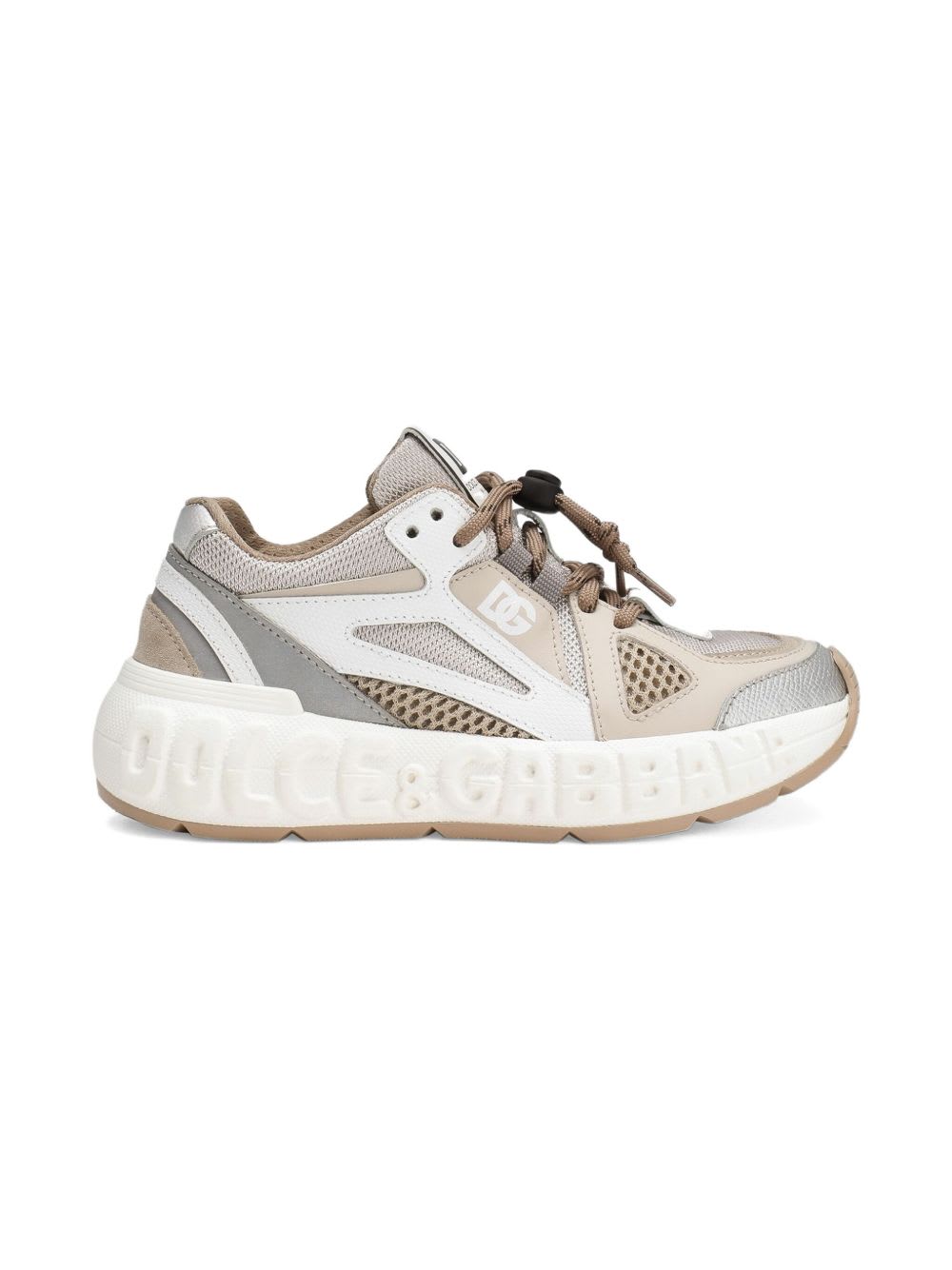 Dolce & Gabbana Mesh-panelled Lace-up Sneakers In Brown