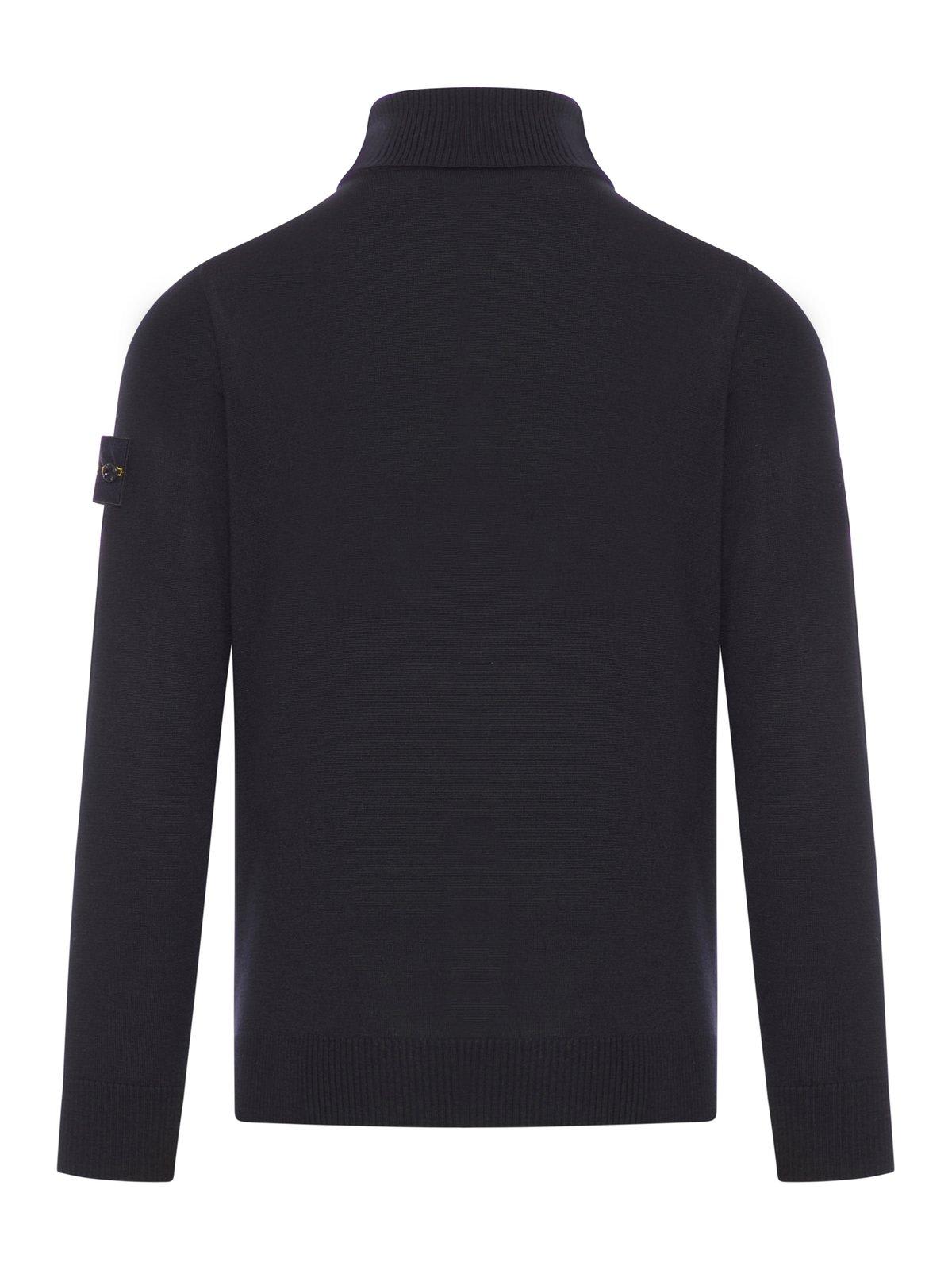 Shop Stone Island Logo Patch Roll-neck Jumper In Black