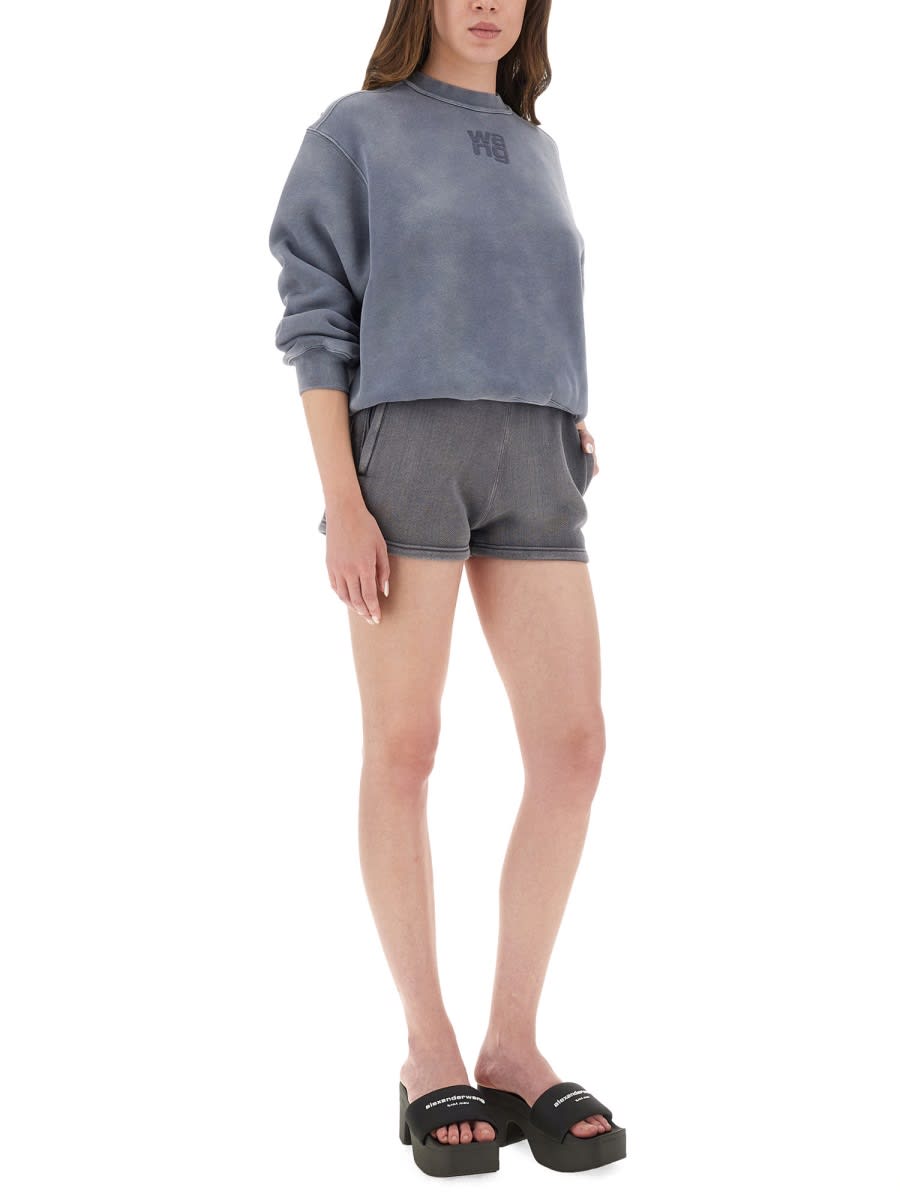 Alexander Wang Puff Logo Sweatshirt In Structured Terry In Blue