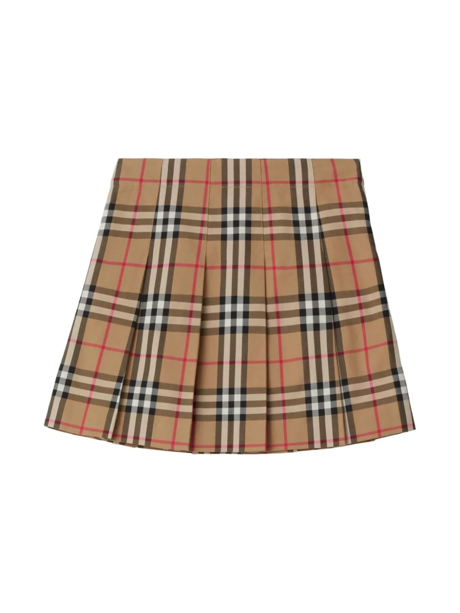 Shop Burberry Beige Cotton Skirt In Archive Beige Ip Chk