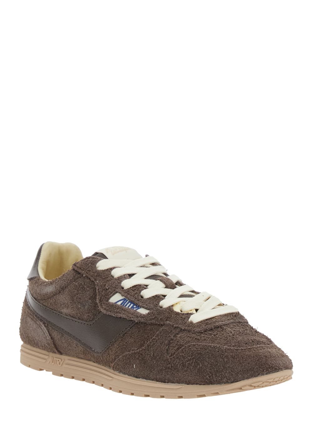Autry Windspin Panelled Brushed Suede Sneakers In Brown
