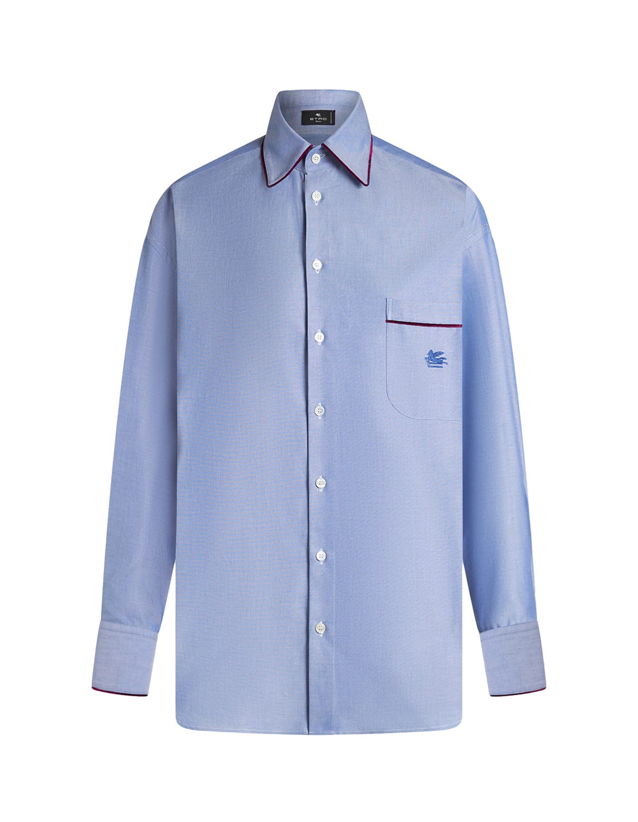 Shop Etro Light Blue Oxford Shirt With Pegasus