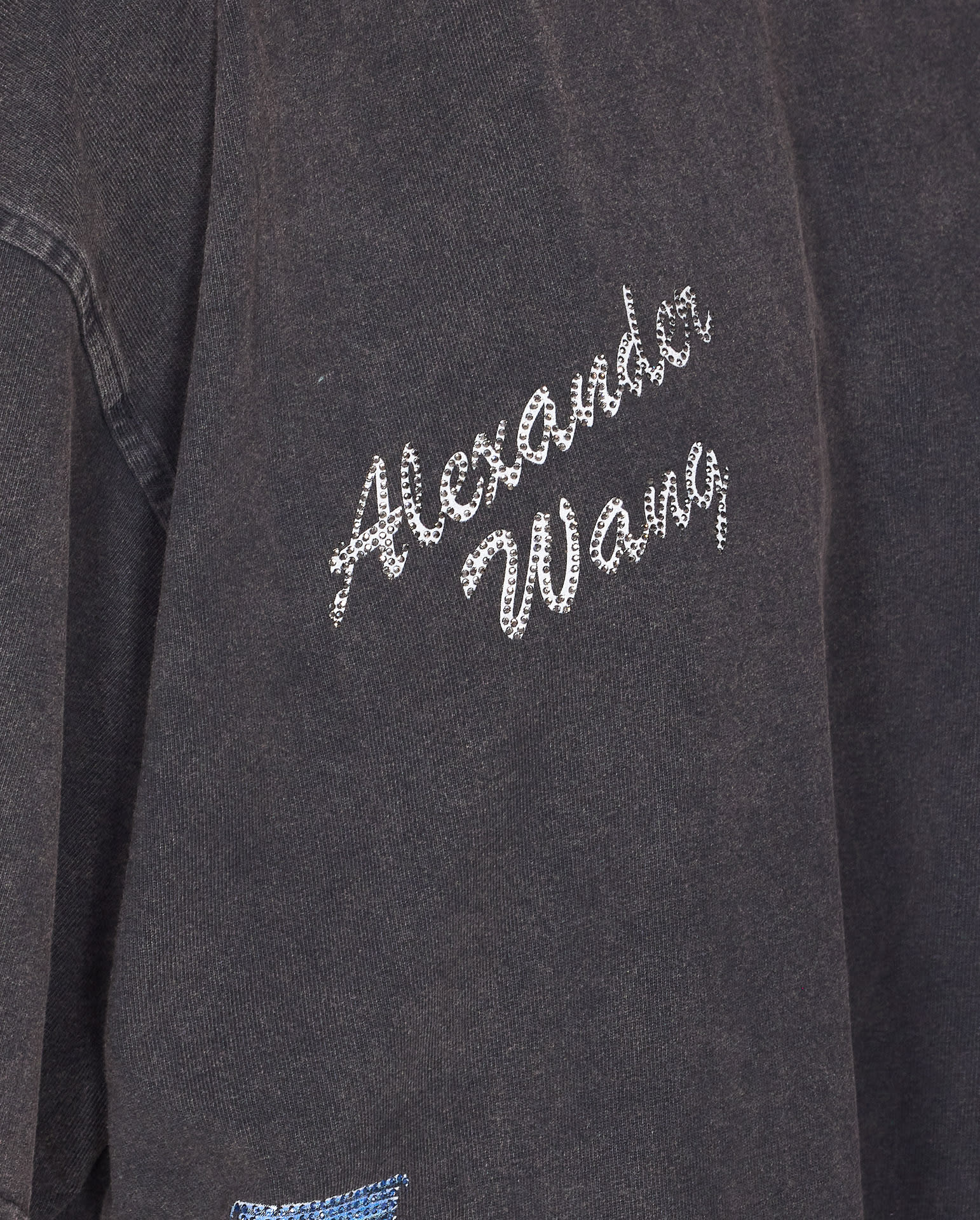 Alexander Wang T-shirt With Thermo-applied Rhinestones And Shanghai Skyline In Gray