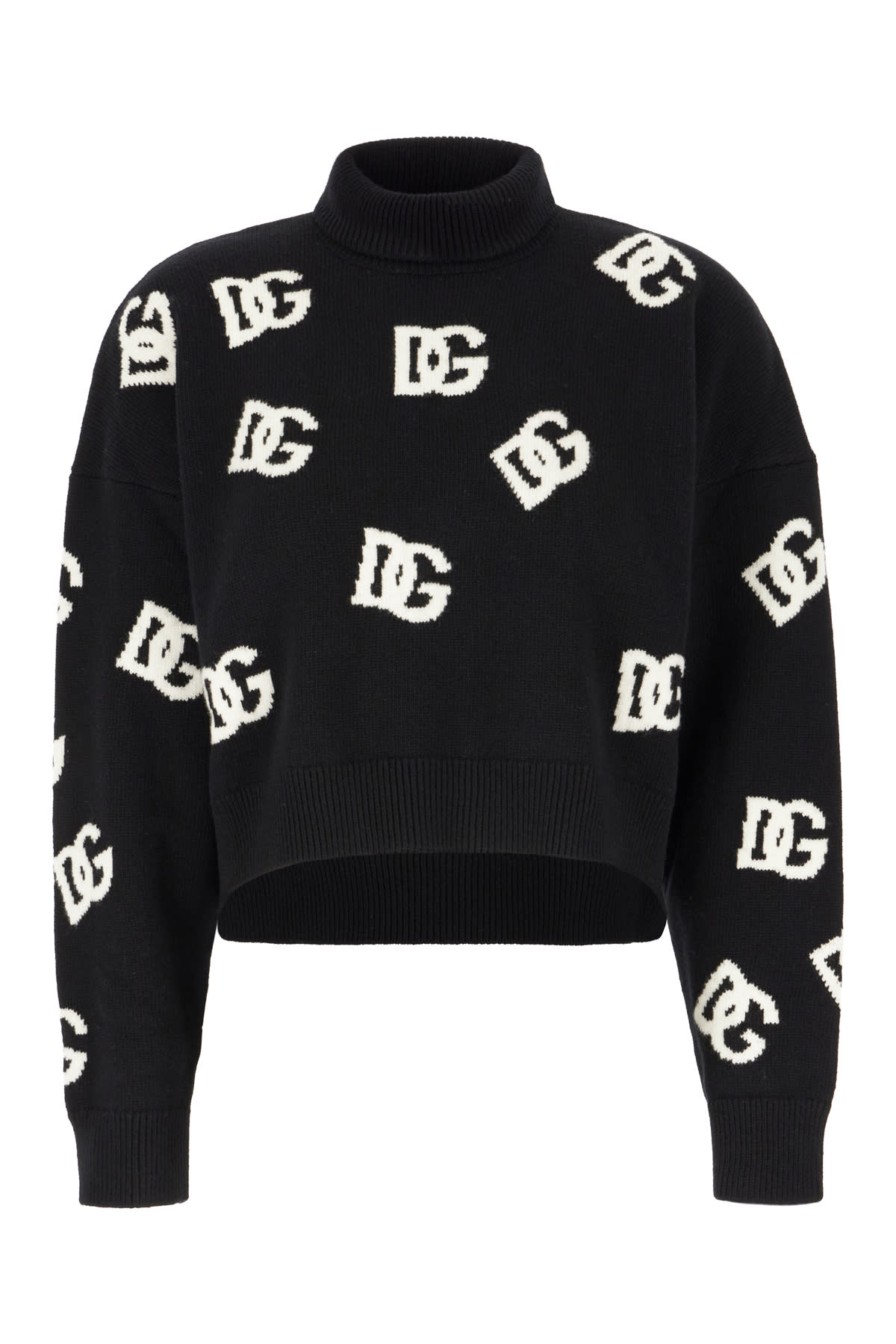 Dolce & Gabbana Black Wool Sweater In Nerobianco