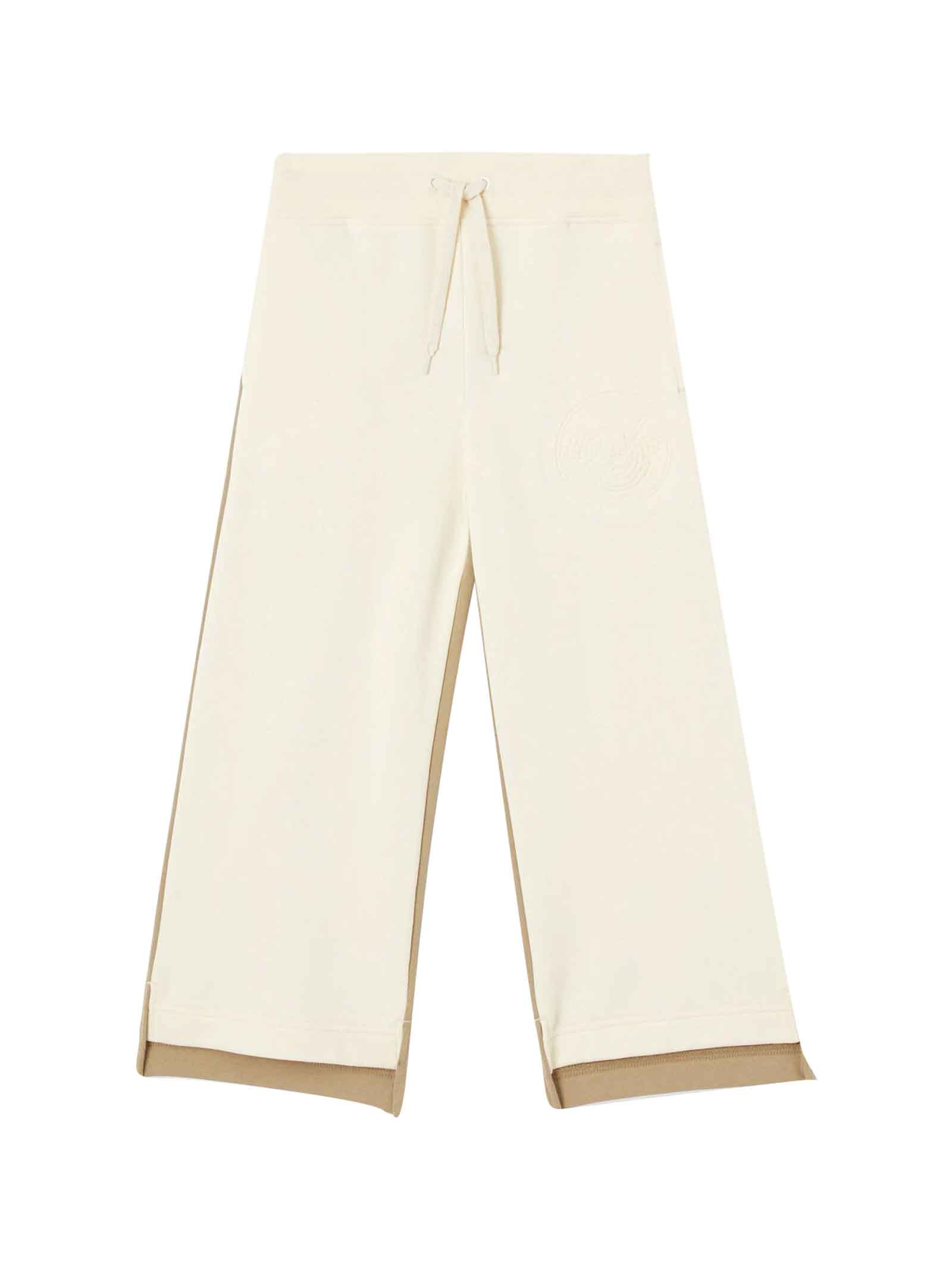 Burberry White And Beige Trousers Girl.