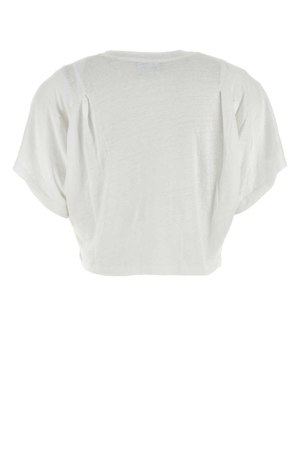 Isabel Marant Étoile White Linen Kyanza T-shirt In Gray
