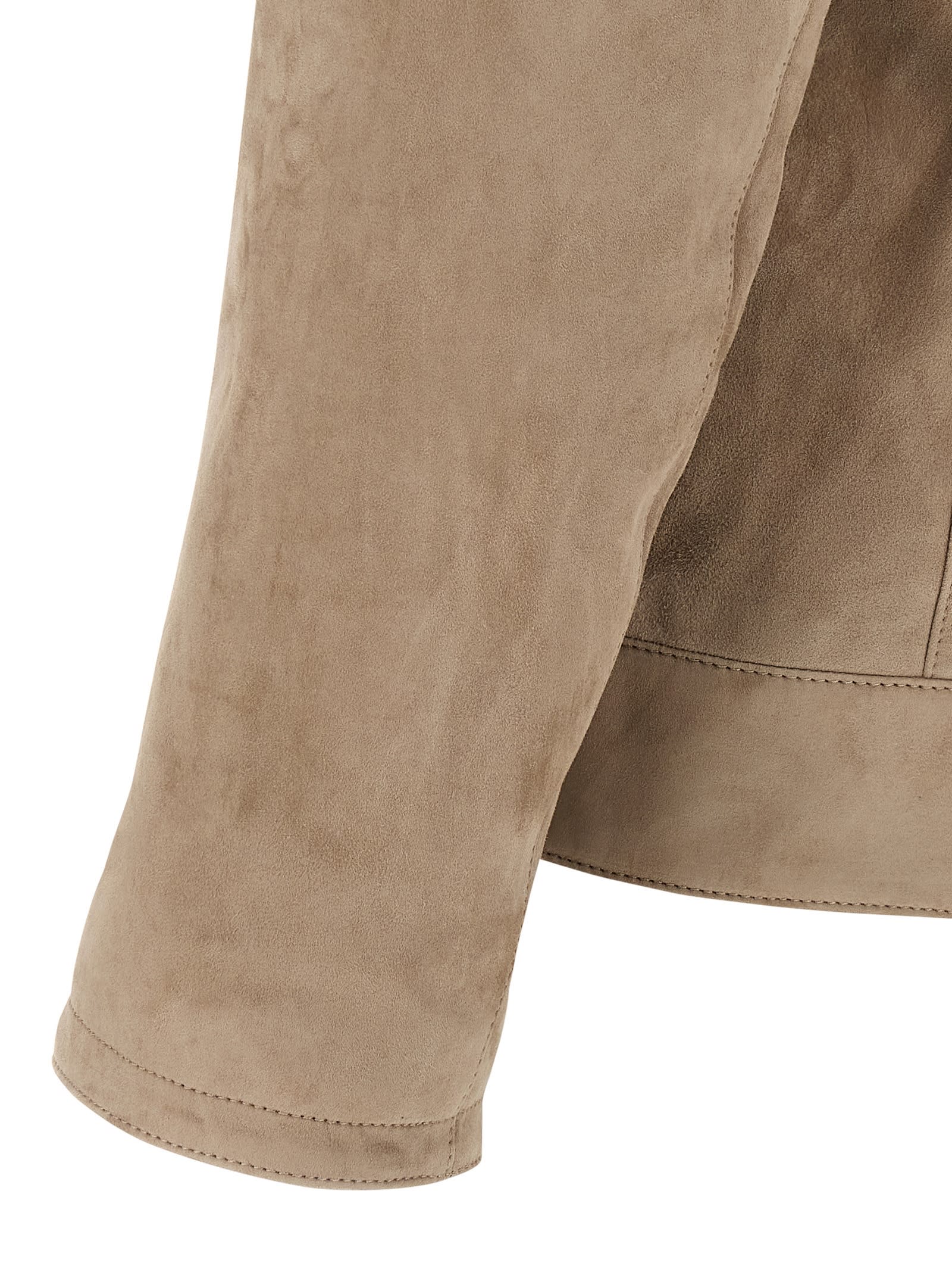 Brioni Classic Suede Blouson With Cupro Lining In Sand