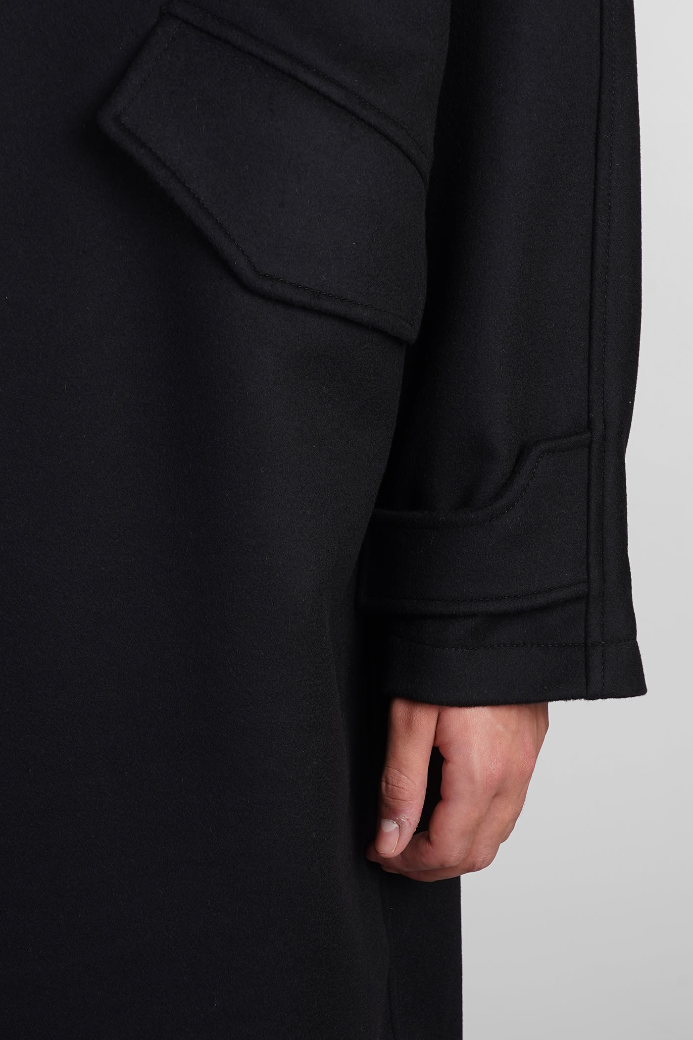 Shop Costumein Parka Coat In Black Wool