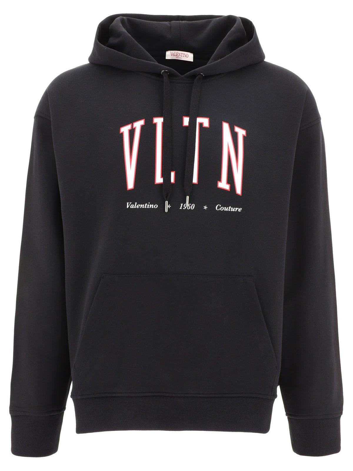 Valentino Vltn Logo Printed Drawstring Hoodie