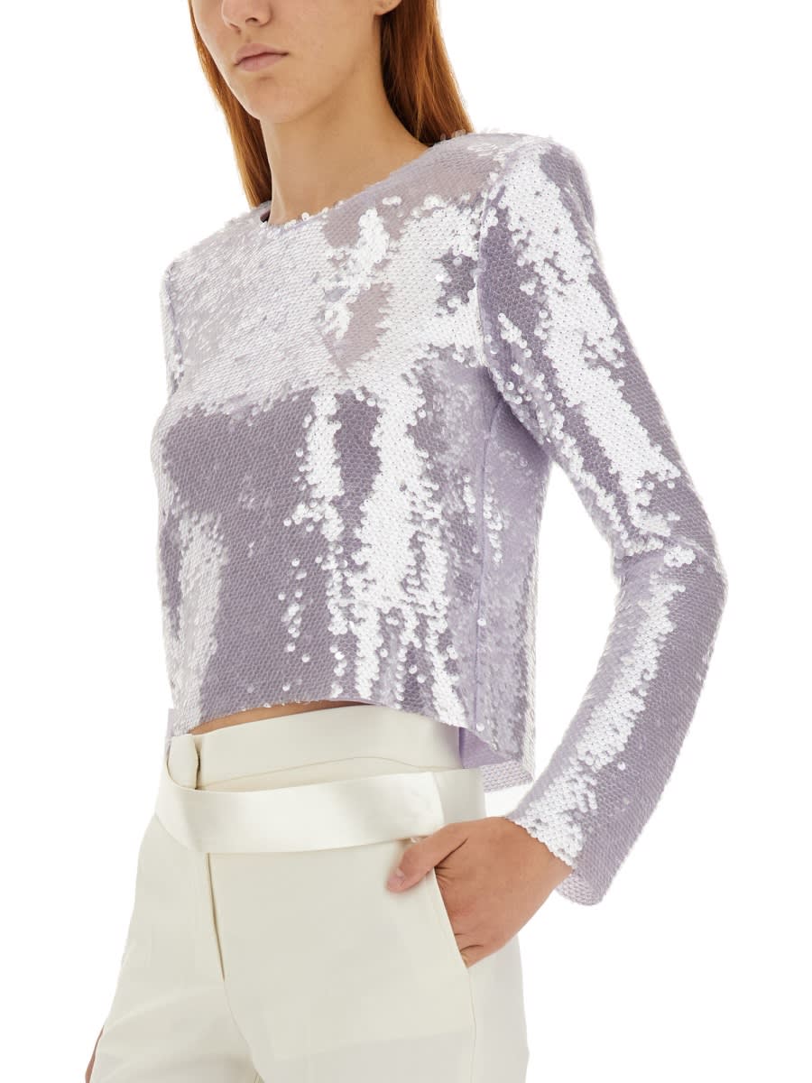 Shop Self-portrait Sequined Shirt In Purple